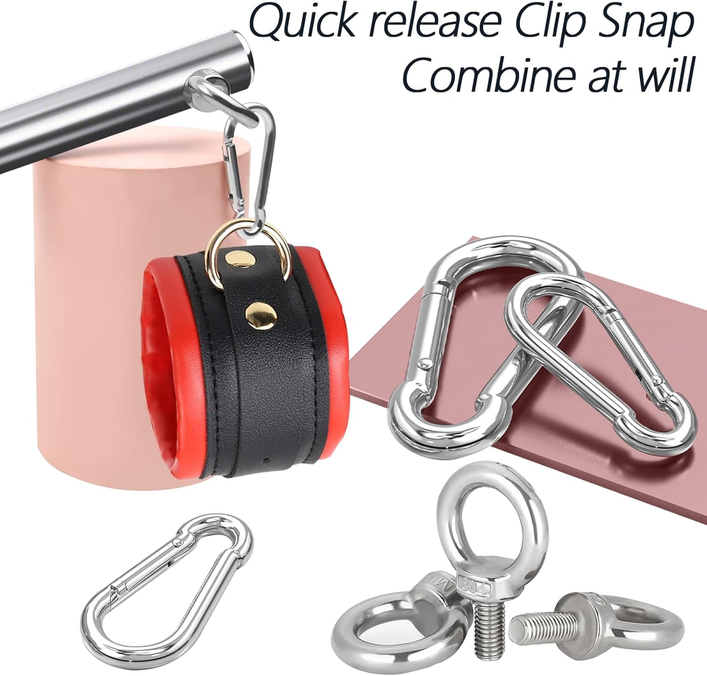 BDSM Bondage Restraints with Handcuffs Ankle Cuffs for Couples Spreader Bar Sex Toys Bondage Gear & Accessories Adjustable Bondage Kit Adult Sex Toys & Games (Red) - SinfulX - 