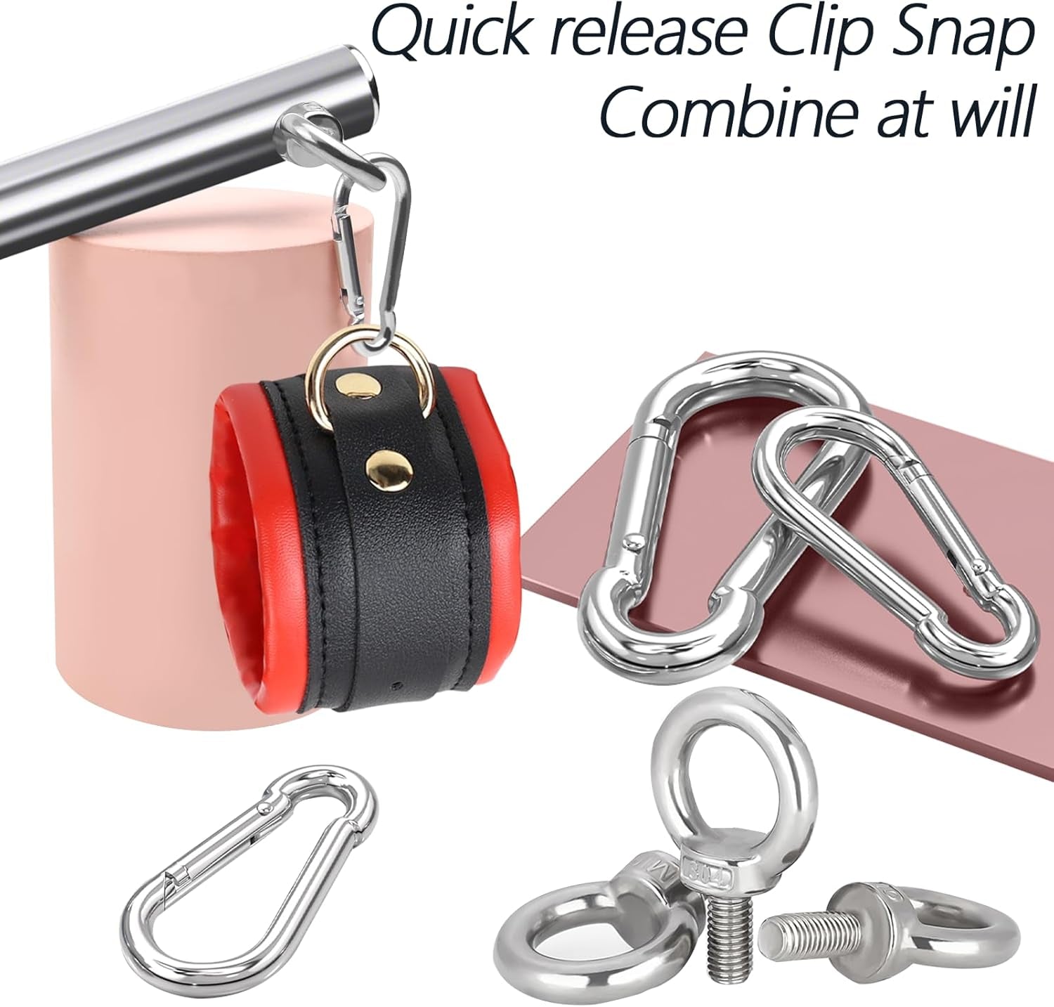BDSM Bondage Restraints with Handcuffs Ankle Cuffs for Couples Spreader Bar Sex Toys Bondage Gear & Accessories Adjustable Bondage Kit Adult Sex Toys & Games (Red) - SinfulX - 