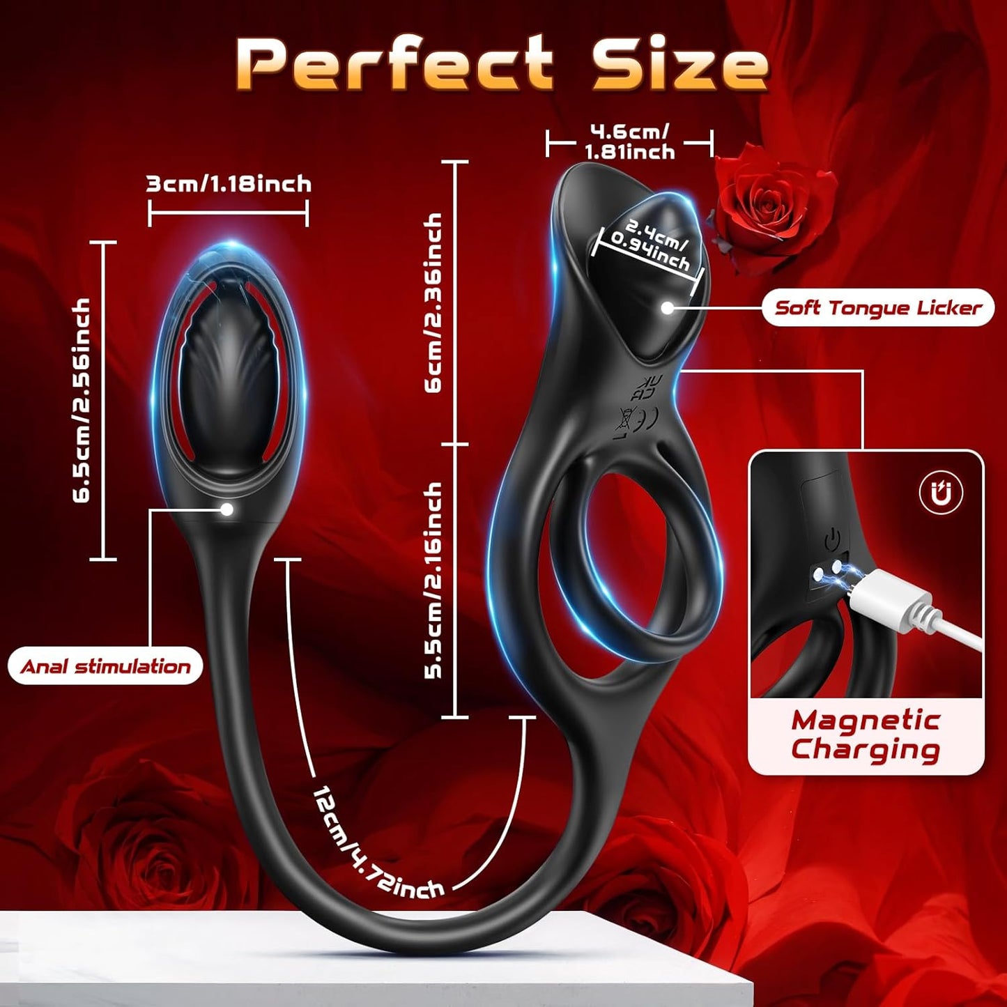 Vibrating Cock Ring with Anal Plug, 3 in 1 Prostate Massager Vibrating Butt Plug with APP Control 9 Vibration Modes Clitoral Stimulator, Anal Toys Penis Ring Vibrator Adult Sex Toy for Men Couples