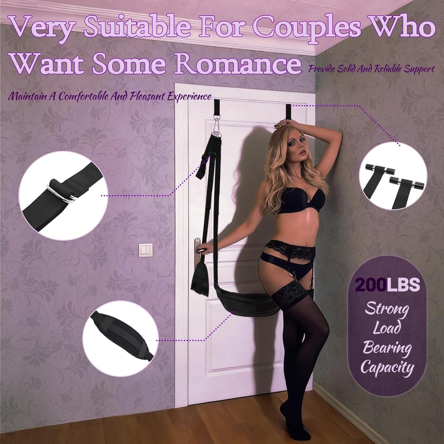AetherLift Adjustable Door Sex Swing with Restraints - SinfulX - Personal Care > Sexual Wellness > Sex Swing