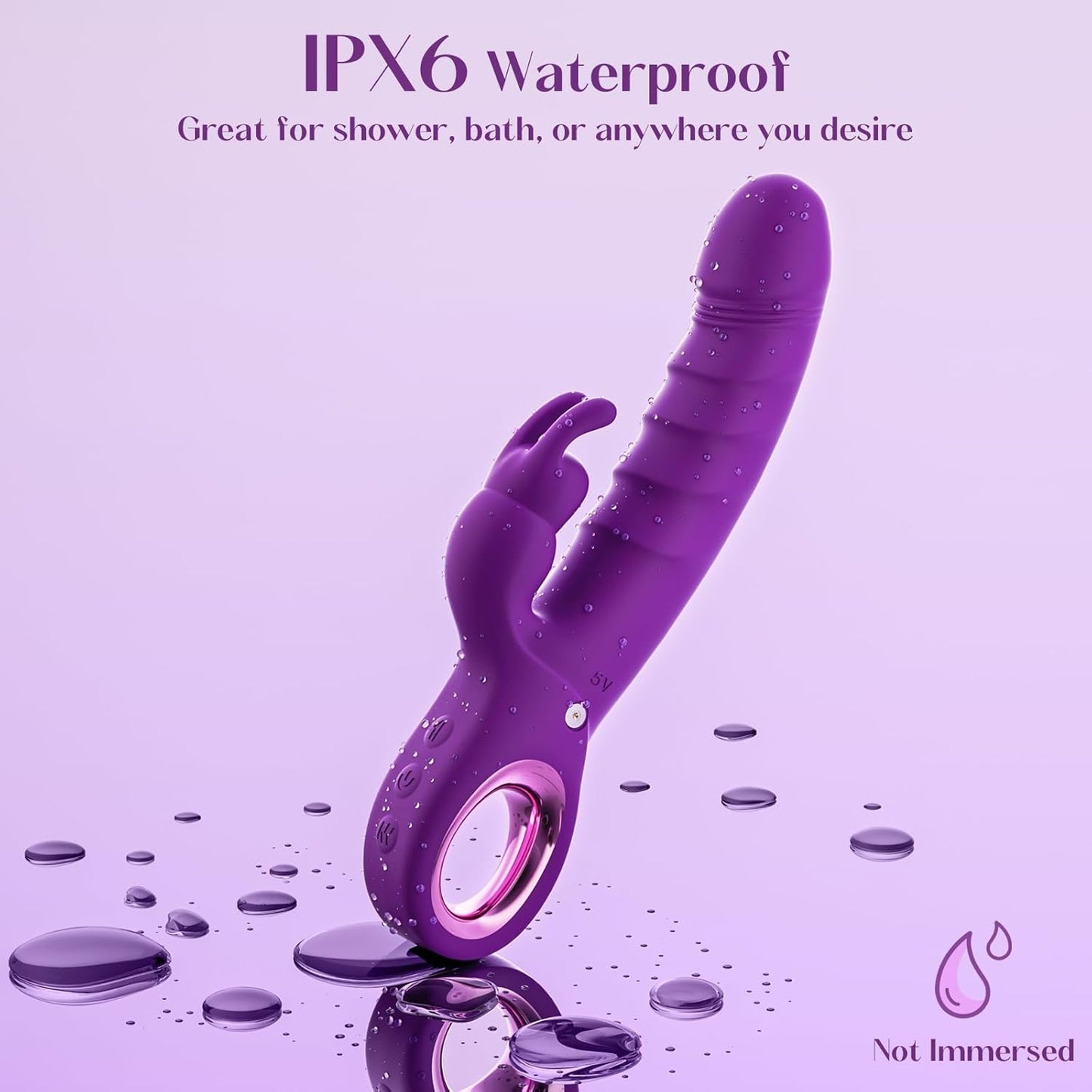 Thrusting Dildo Vibrator Sex Toys - Rose Toy Dildos with 7 Thrusting & Rabbit & Vibration Modes - Independent Control Adult Toys with Multiple Stimulation, Rabbit Vibrators for Women (Dark Purple) - SinfulX - 