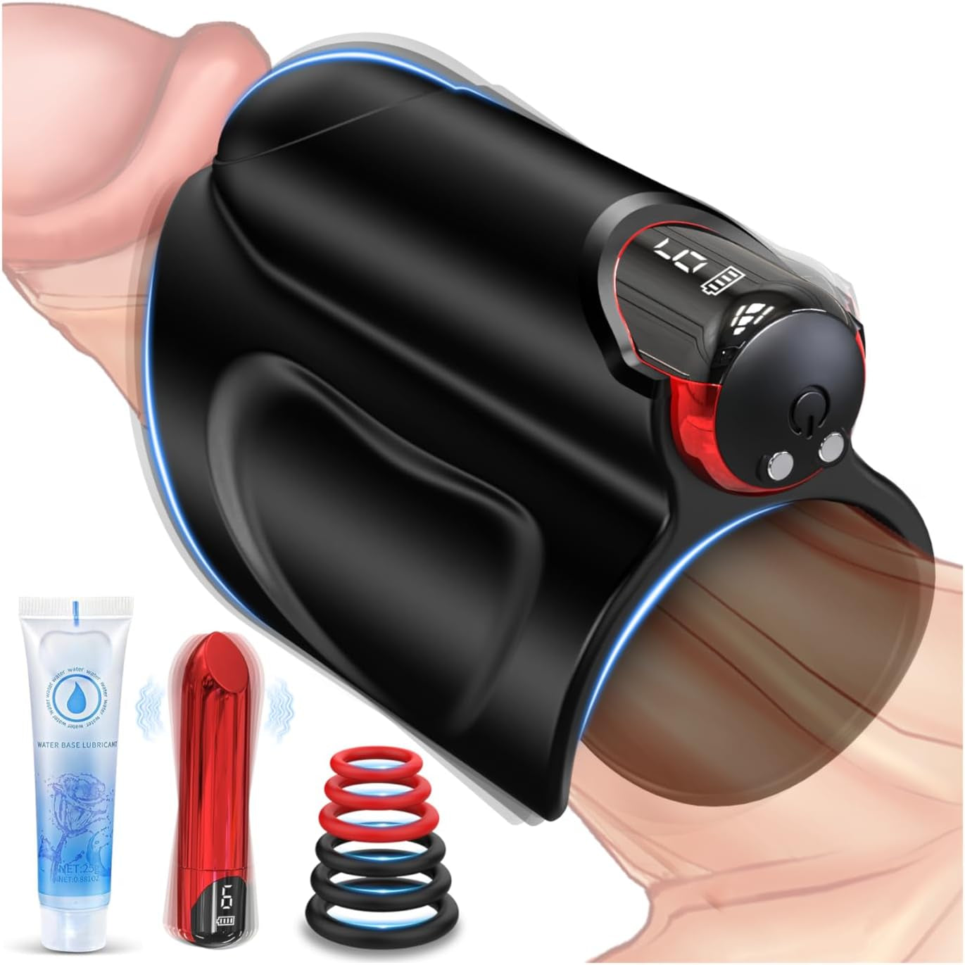 Male Sex Toy Penis Vibrator - Male Masturbator Adult Toys Penis Trainer with 9 Vibrations for Penis Training Wrap, Open-Ended Mens Vibrator with Detachable Bullet, Adult Sex Toys Games for Men Couple