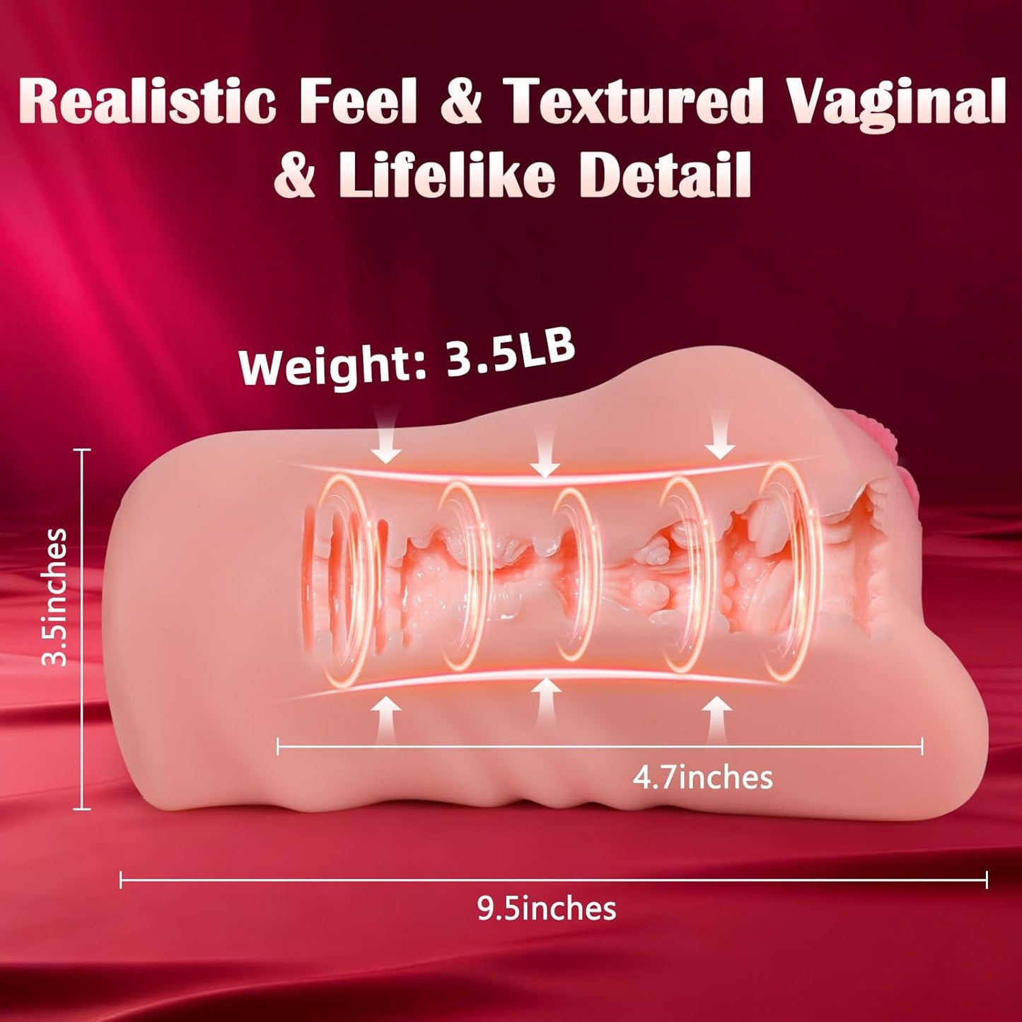 Pocket Pussy Sex Toys for Men - Male Masturbator Sex Doll with 9 Thrusting & Vibrating, App - Controlled Male Sex Toy with Realistic Tight Vagina, Soft Adult Toy for Men Pleasure & Penis Stimulation - SinfulX - 