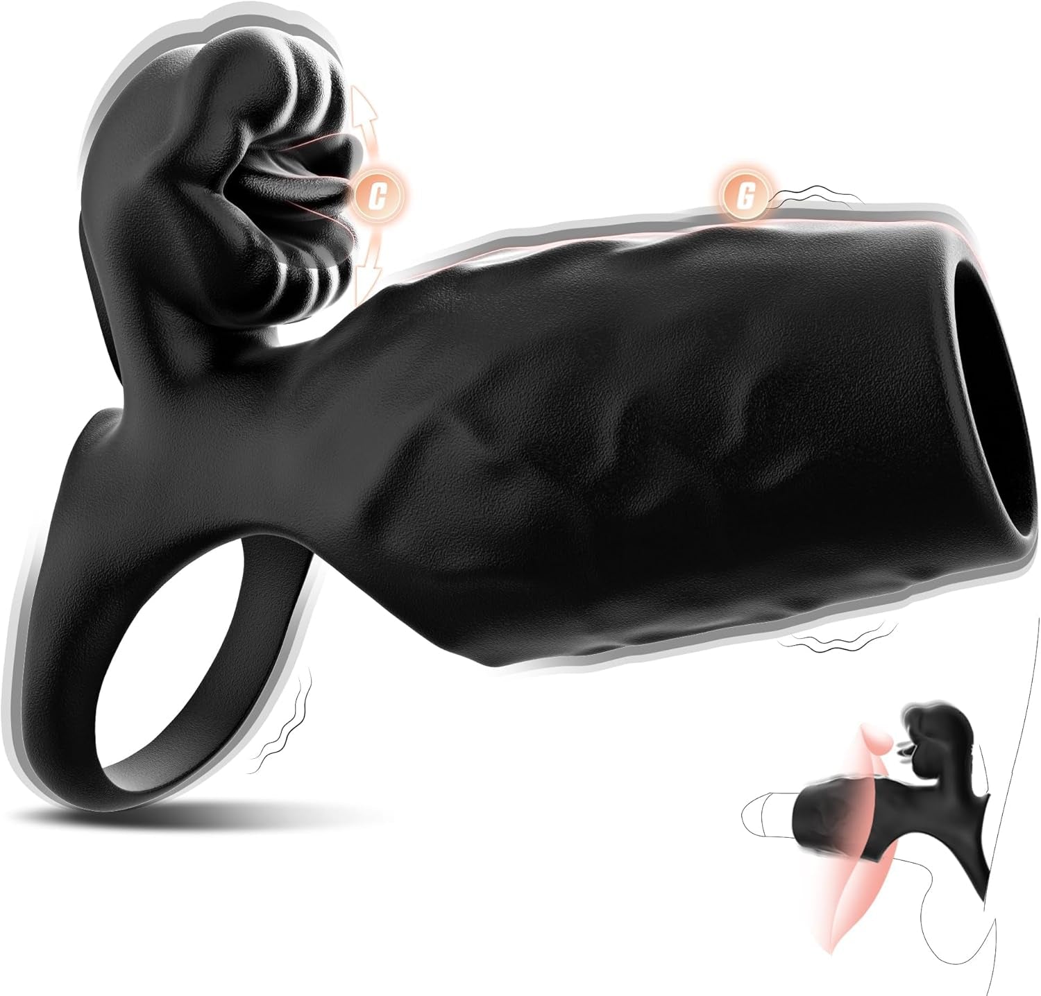 Vibrating Cock Ring with Penis Sleeve, Male Sex Toys for Men Extender Stronger Shock Vibrator 9 Modes Long Tongue Licking Clitoral Stimulator, Enhancing Lasting Couple Sex Toys