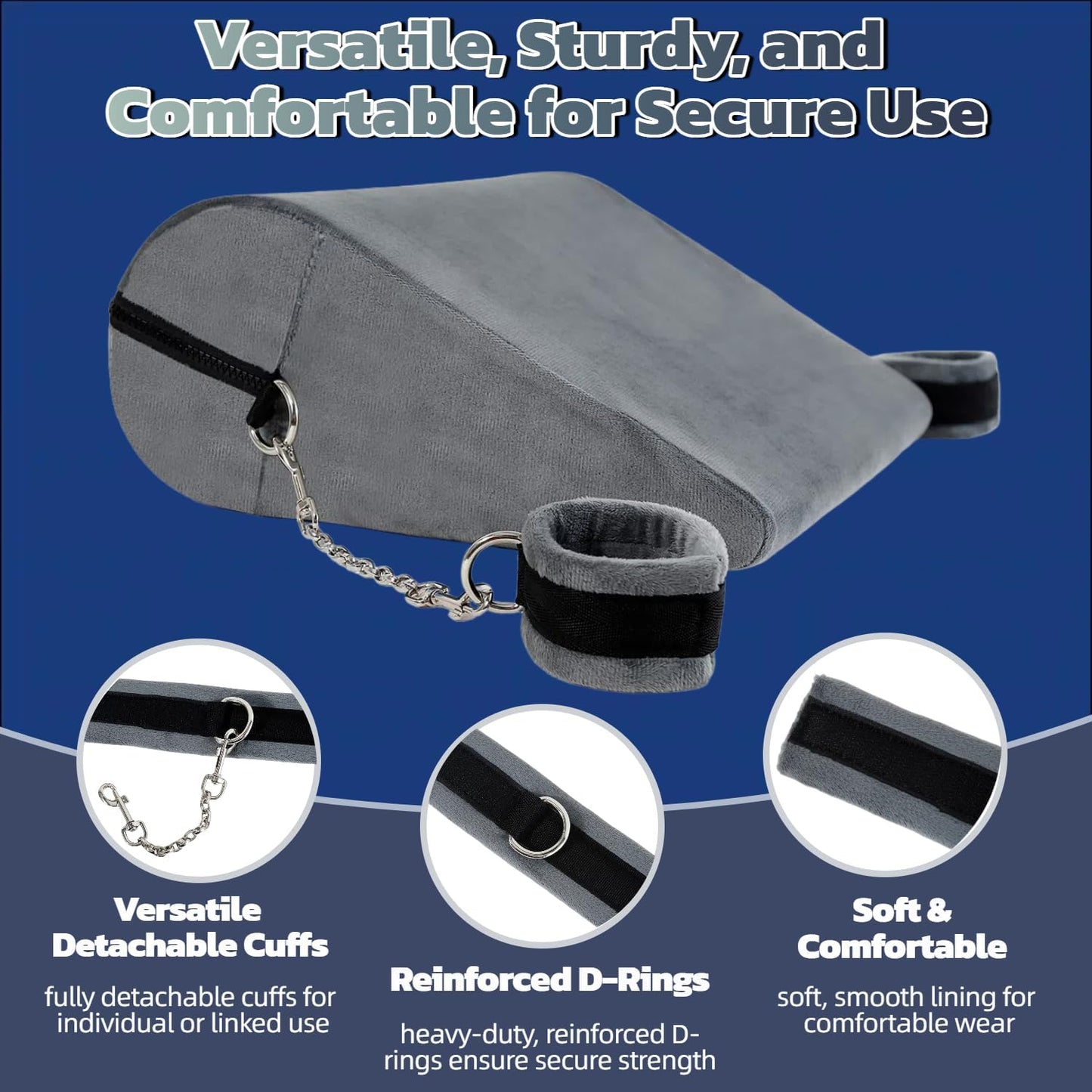 StealthBond Foam Sex Pillow with Handcuffs Support Set - SinfulX - Personal Care > Sexual Wellness > Sex Pillow