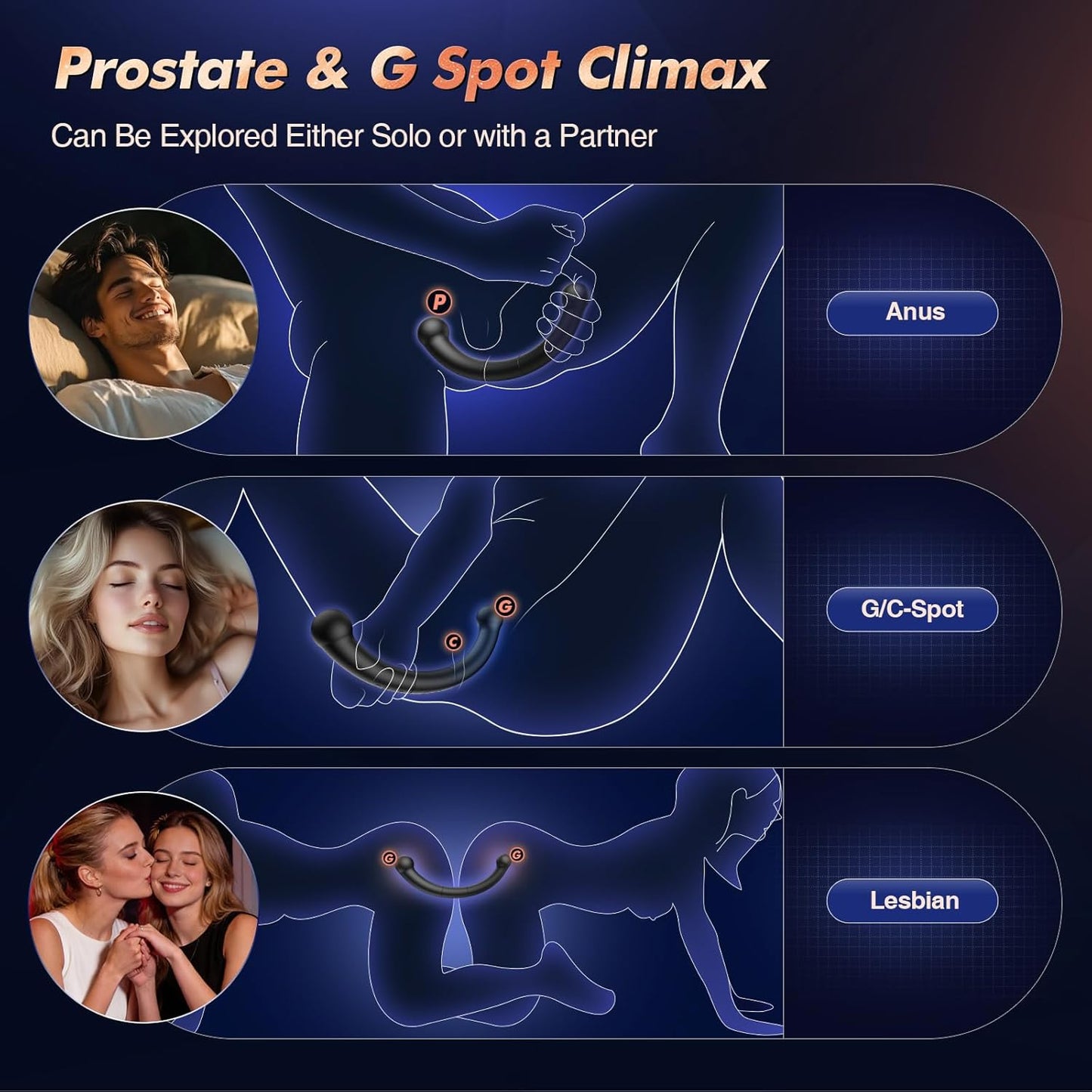 Vibrating Prostate Massager Stick, Butt Plug Adult Anal Toys Male Sex Toys for Men Beginner Experienced User Women Sex Toy with 10 Vibrating Anal Vibrator Plug G Sopt Dildo Wand for Couples - SinfulX - 