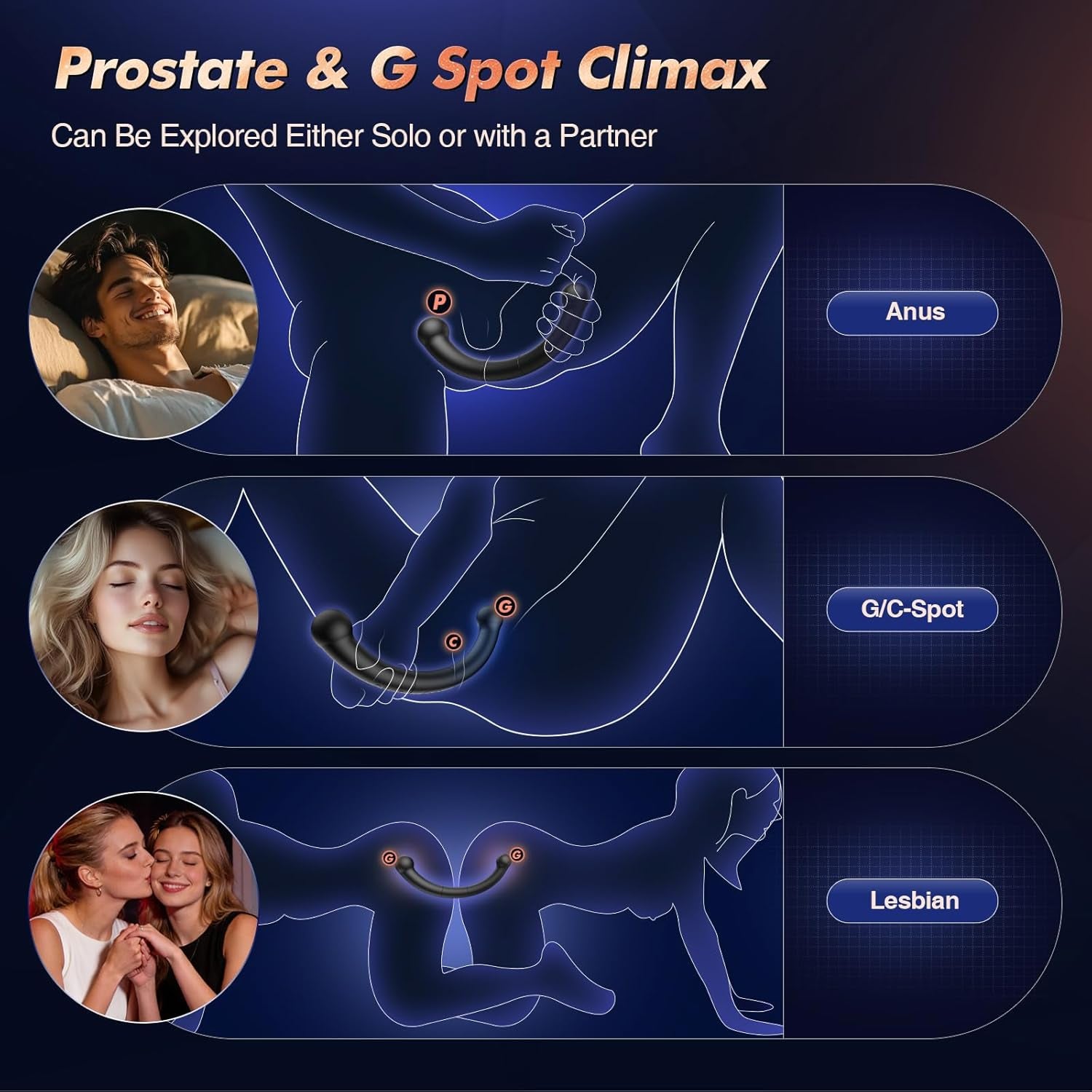 Vibrating Prostate Massager Stick, Butt Plug Adult Anal Toys Male Sex Toys for Men Beginner Experienced User Women Sex Toy with 10 Vibrating Anal Vibrator Plug G Sopt Dildo Wand for Couples - SinfulX - 