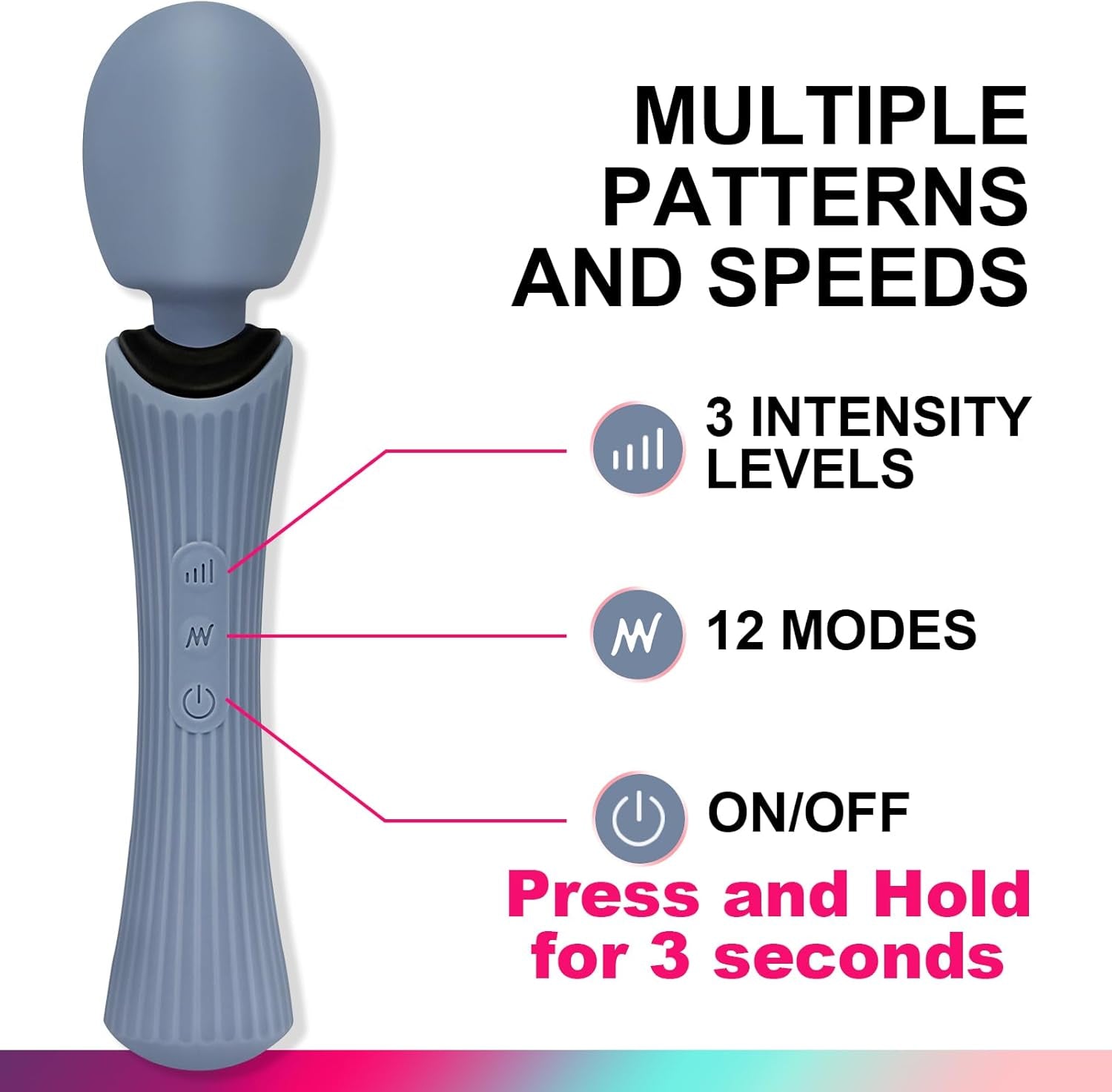 AquaLock Waterproof Wand Vibrator 12 Modes - SinfulX - Personal Care > Sexual Wellness > Wand Vibrator