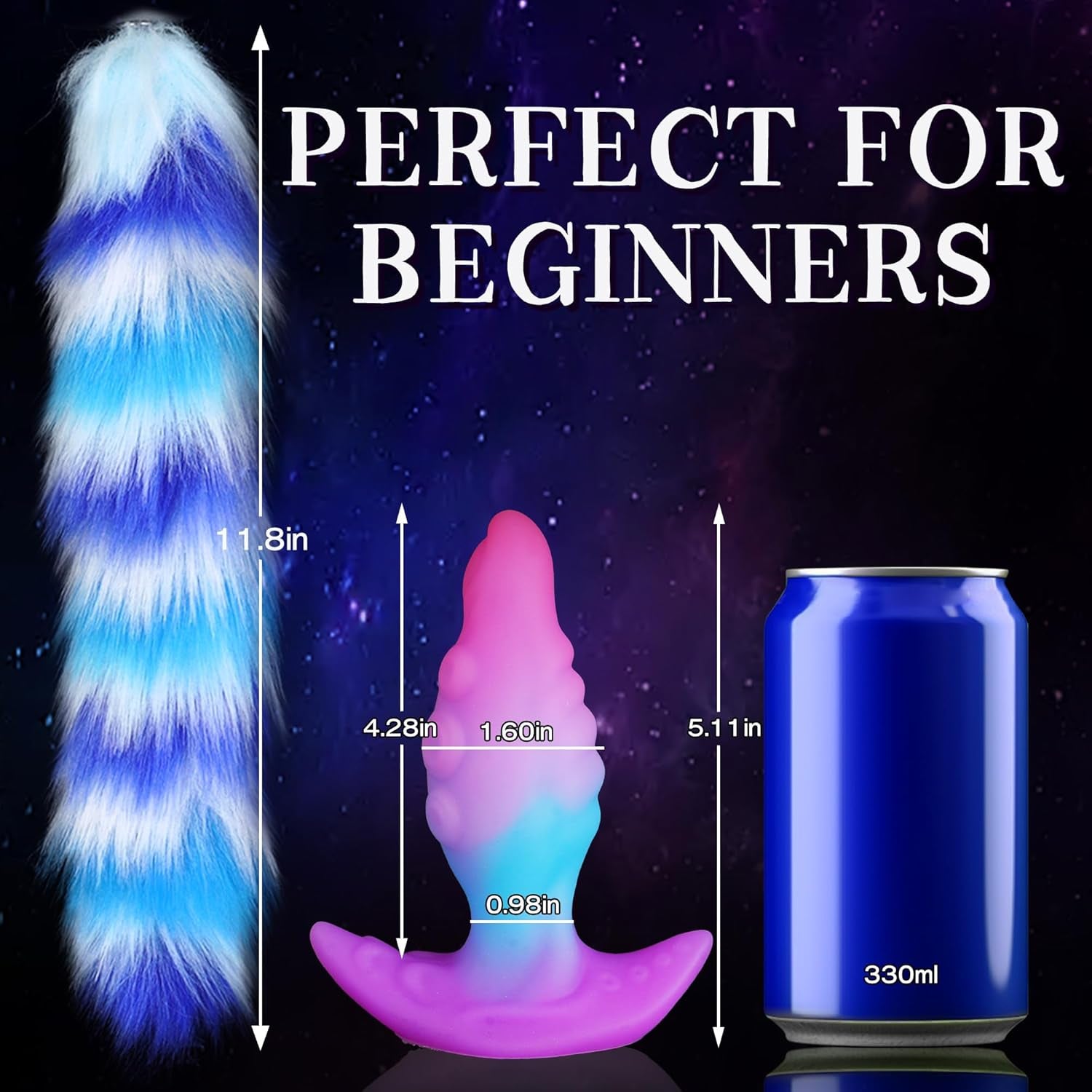 TentacleTail Tapered Silicone Fox Tail Butt Plug Large 5.1" - SinfulX - 