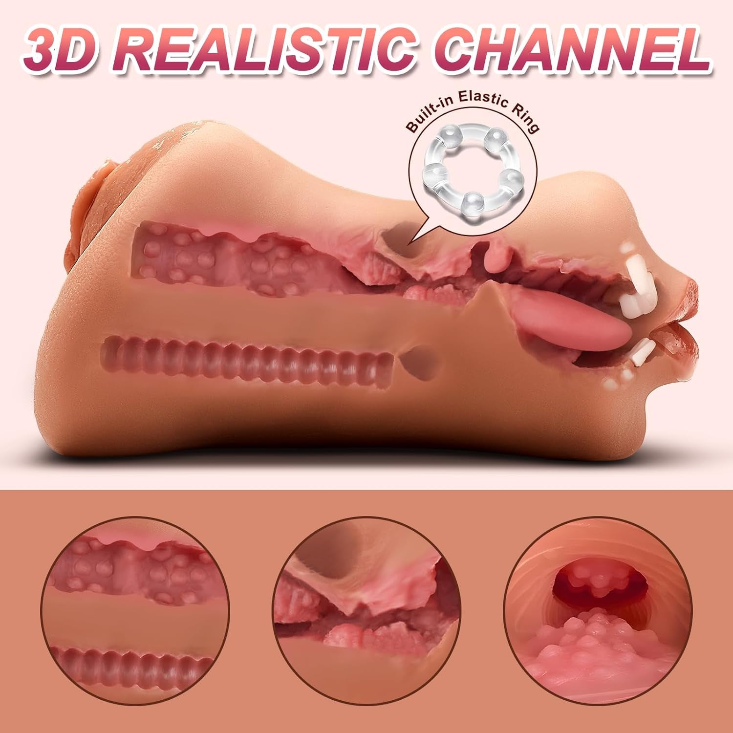 3 in 1 Pocket Pussy Male Masturbator with Bullet Vibrator 10 Patterns-Adult Sex Toy for Men Penis Stimulation,Blowjob Stroker Toy with 3D Realistic Tight Anus&Real Mouth for Man Masturbation Pleasure