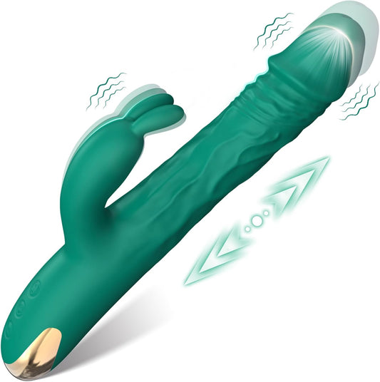Thrusting Vibrator Dildo Adult Sex Toy for Clitoral G Spot Stimulation, Realistic Dildos for Women with 5 Thrust & 10 Vibration Modes, Rabbit Vibrators for Female & Couples