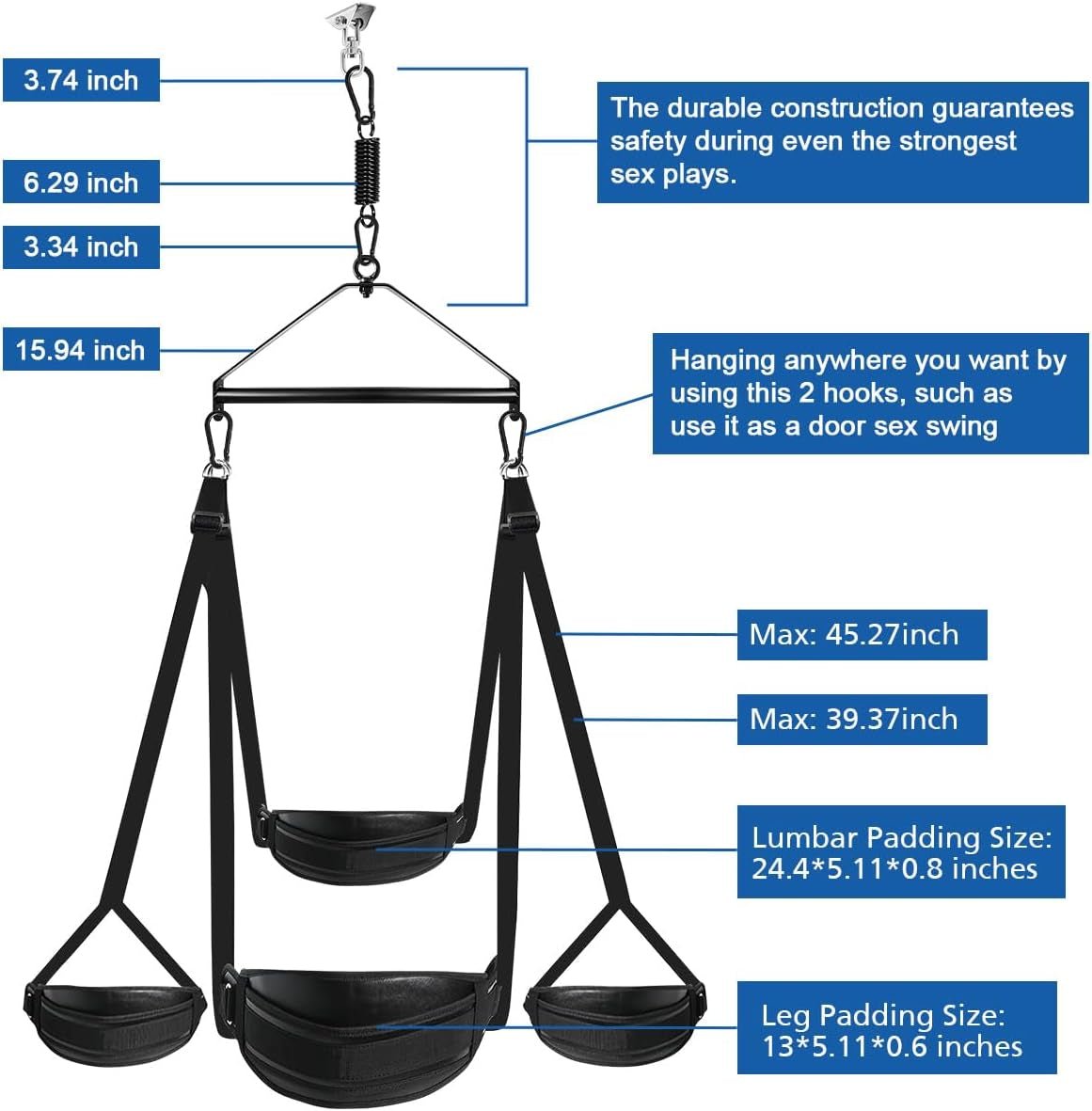 NexoraX 360° Heavy Duty Sex Swing Adjustable - SinfulX - Personal Care > Sexual Wellness > Sex Swing