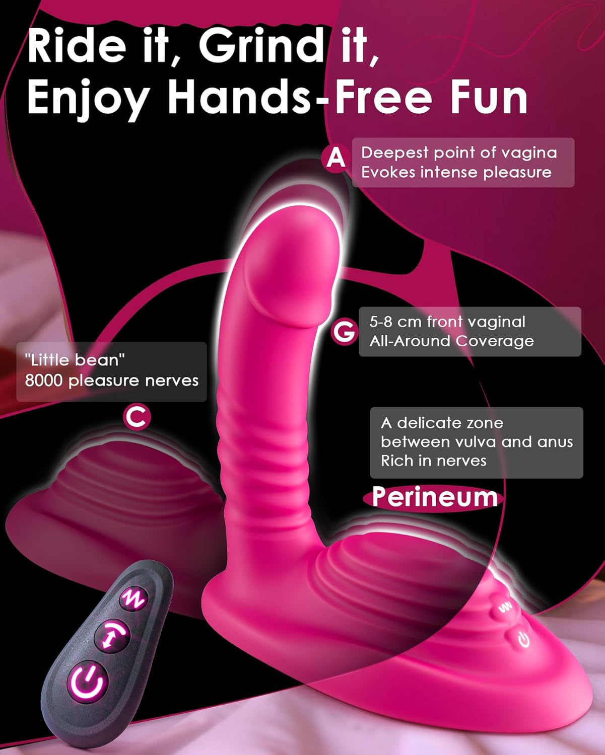 Riding Grinding Thrusting Dildo Vibrator - Remote Control Sex Grinders with 9 Thrusts & Vibrations for Clit G Spot Nipple Weight Toys, Women Female Sex Toy Adult Toys & Games Sex Machine Dildos