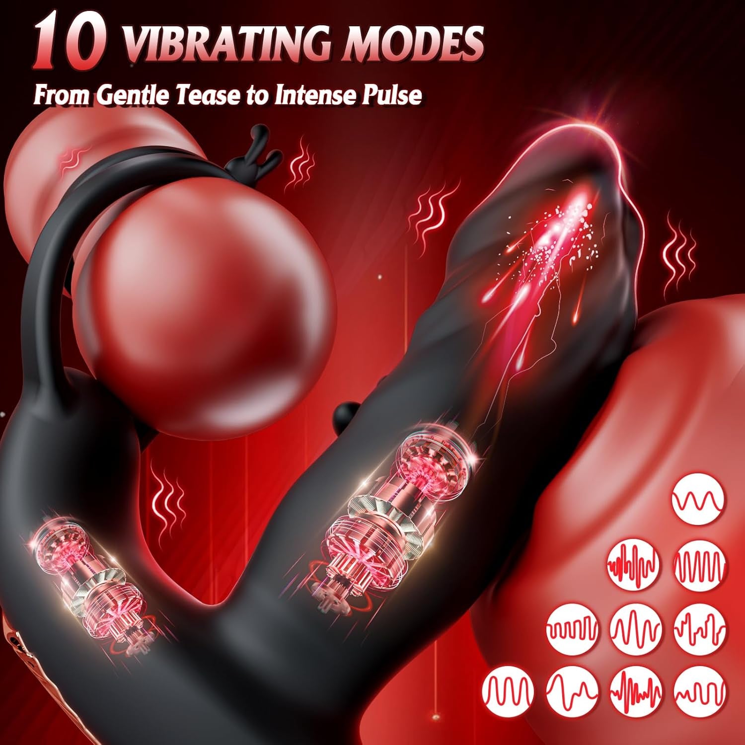 FlapCore Prostate Massager Cock Ring 10 Modes Flapping - SinfulX - Personal Care > Sexual Wellness > Prostate Massager Cock Ring