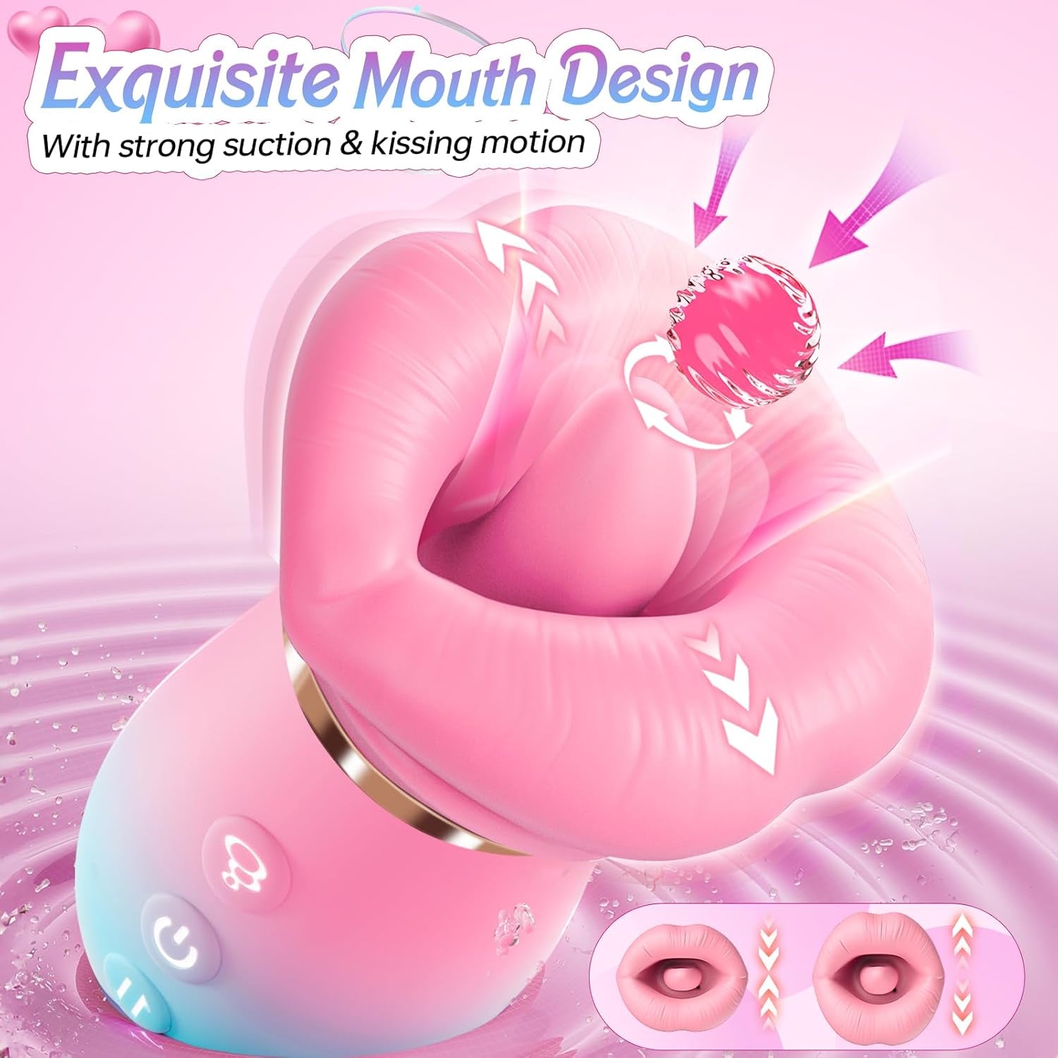 Vibrator Adult Sex Toys for Women - 5IN1 Mouth Sucking Vibrator Rose Sex Toy, 10 Tongue Licking, 3 Auto & 1 Manual Sucking Adult Toys New APP, Anal Clit Nipple Vibrators Female Couples Sex Toys - SinfulX - 