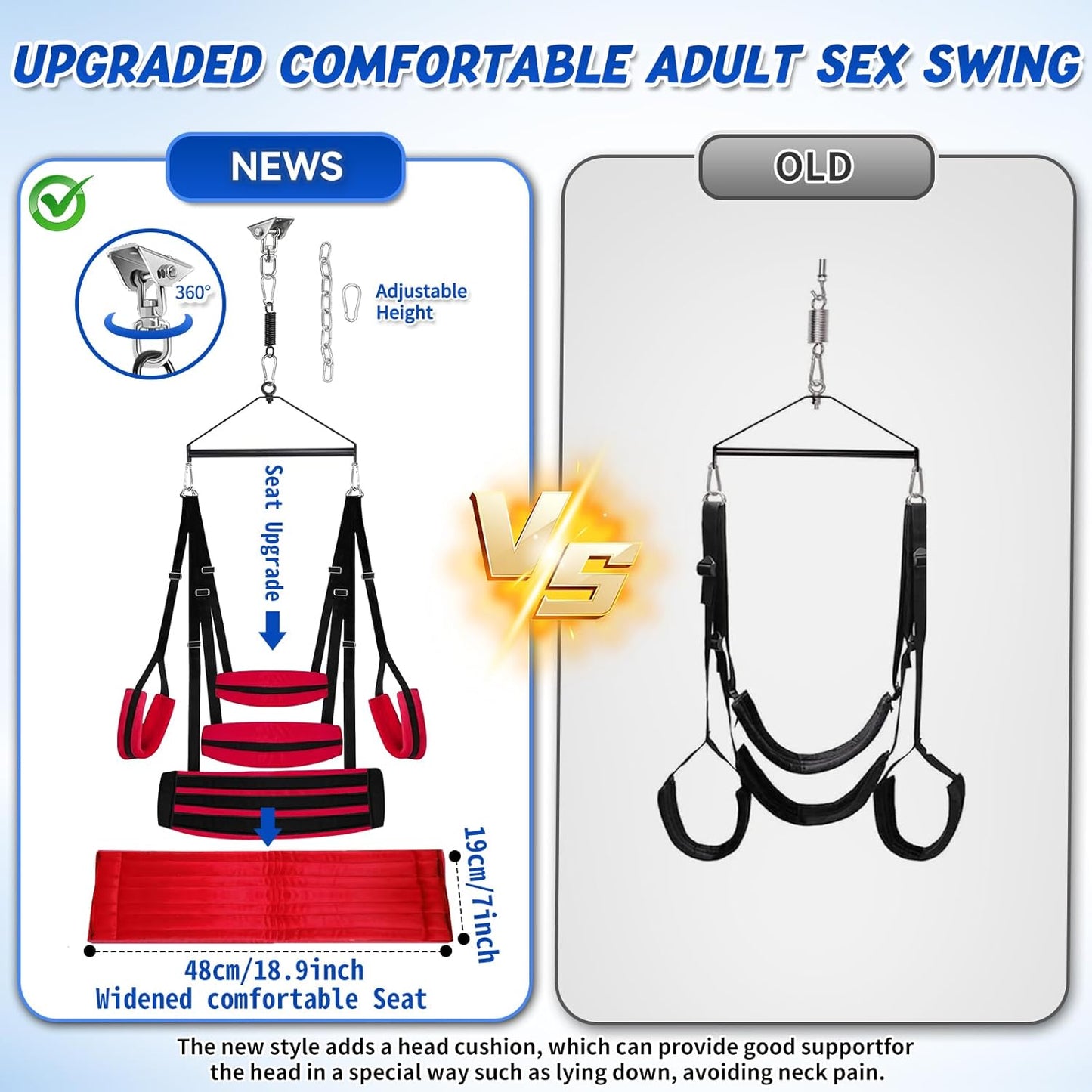 VortexSpin 360° Ceiling BDSM Swing 800lb Adjustable - SinfulX - 