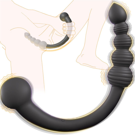 Dual - Ended Vibrating Prostate Massager Anal Beads Sex Toys, Curved Anal Dildo Butt Plug Vibrator, Male Adult Sex Toy for Men Women Couples, Long Prostate Wand Anal Trainer Game Play - SinfulX - 