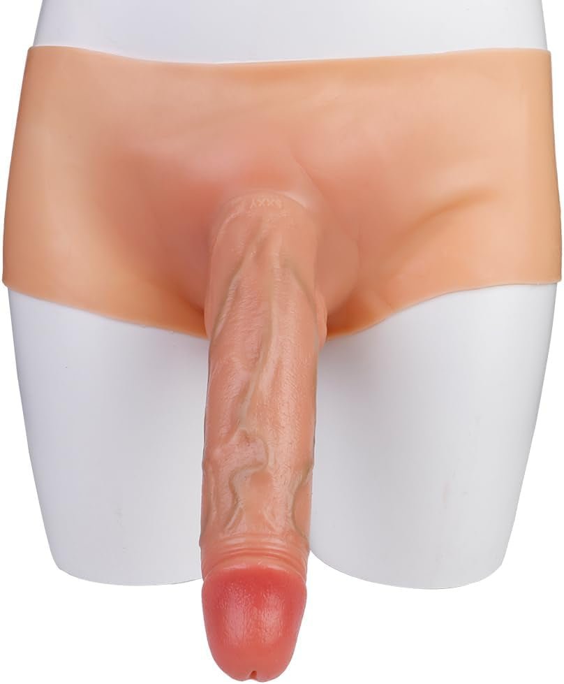 9 Inch Strapless Strap on Dildo High Elastic Solid Dildo Panties Dildo, Silicone Wearable Women G Spot Panty Dildo Adult Sex Toy for Women Couples, Skin Color - SinfulX - 