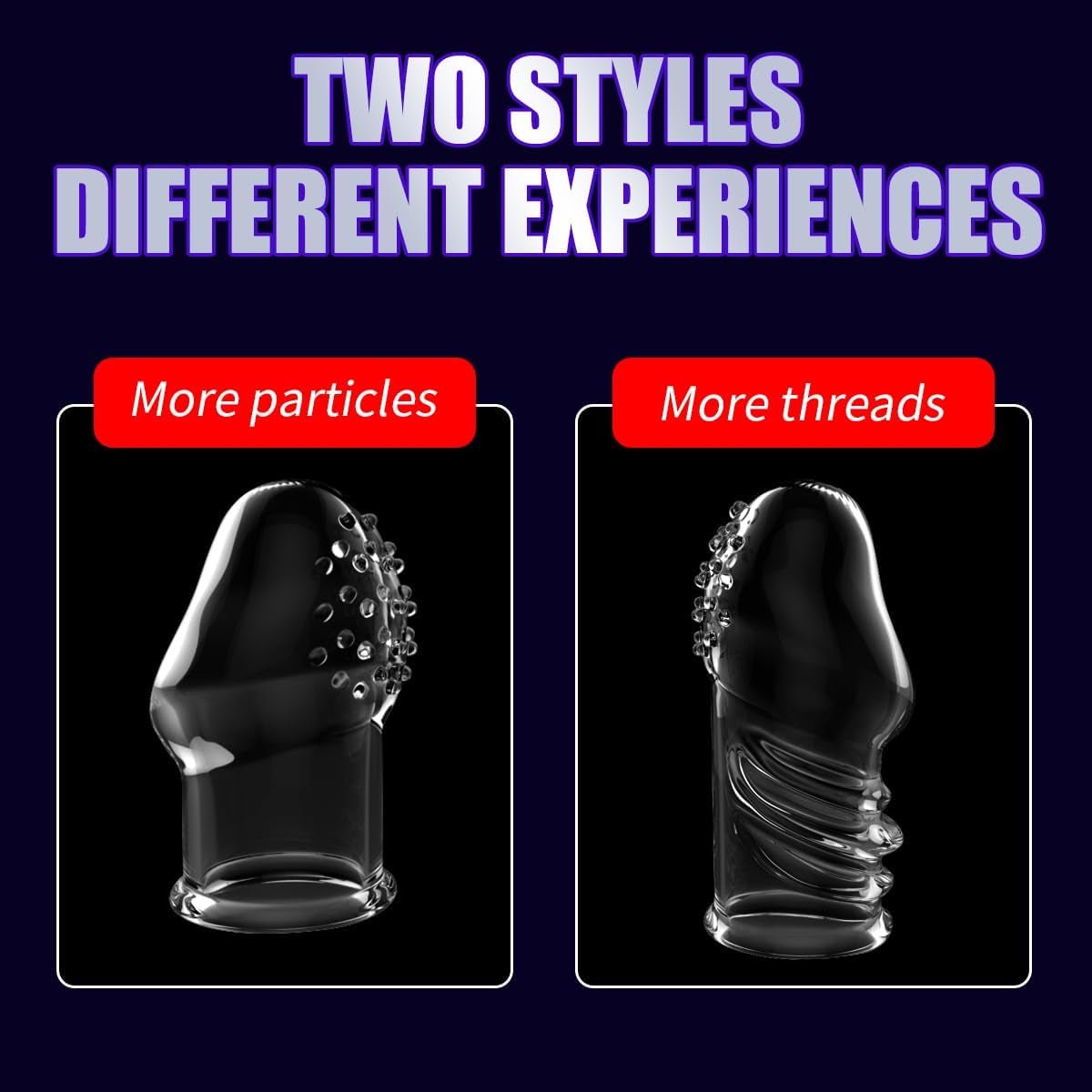 2 Pcs Reusable Clear Penis Sleeve, Soft Phimosis Stretcher Glans Condom with Large Particles,Cocksleeve for Men Delay Ejaculation,Girth Enhancer Sleeve G Spot Stimulator,Adult Toys for Men and Couples - SinfulX - 