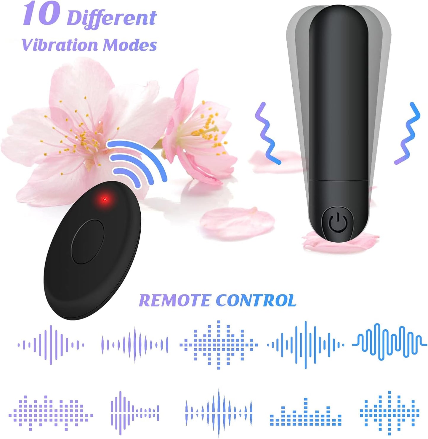 Vibrator Remote Control Vibrate Massager - 10 Speed for Travel USB Rechargeable Waterproof Vibrator Wand - Adult Toys for Women (Black)