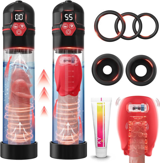 Sex Toys Electric Penis Pump - Male Sex Toys - Pumps & Enlargers Male Masturbator with 5 Suction Intensities & 7 Vibrating Modes, Dick Pump Penis Enlarger for Men Erection, Cock Pump with Pocket Pussy - SinfulX - 