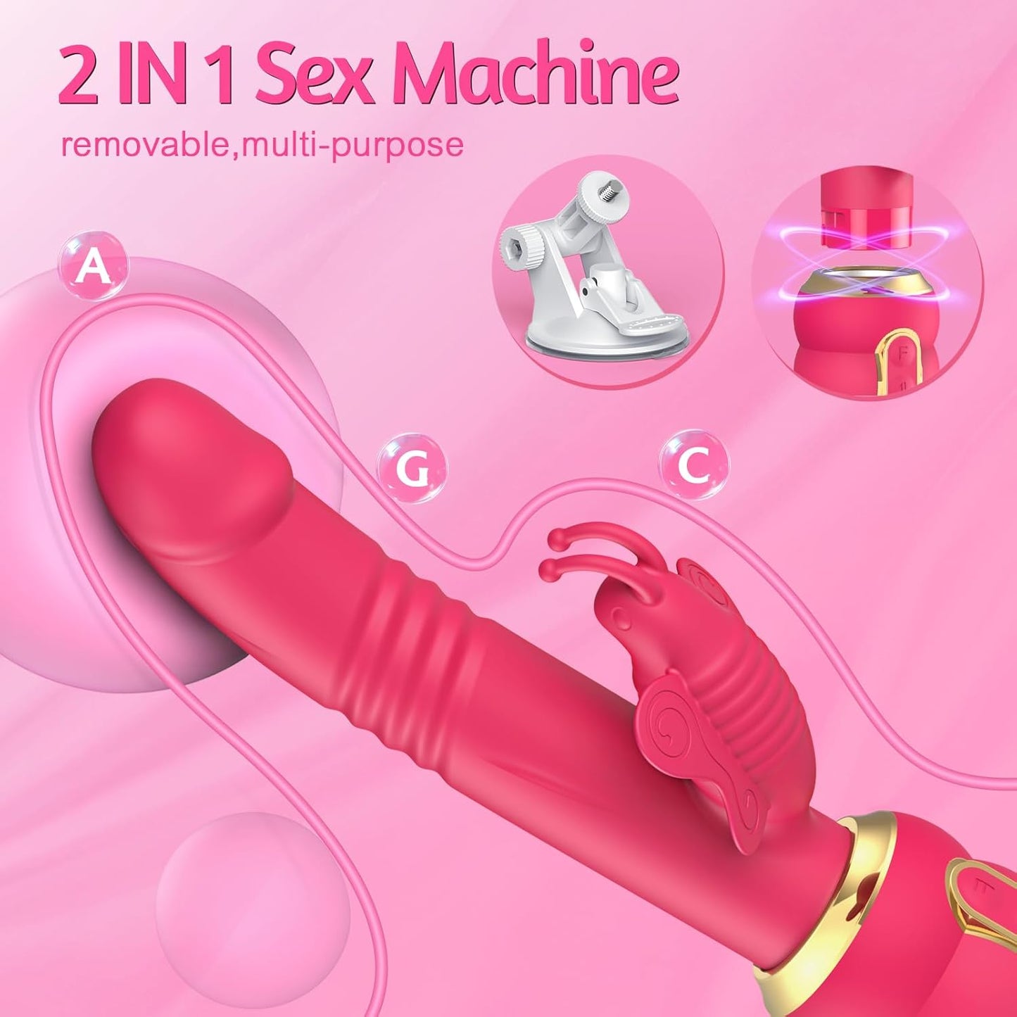 PrimeRose Butterfly Thrusting Sex Machine Vibrator - SinfulX