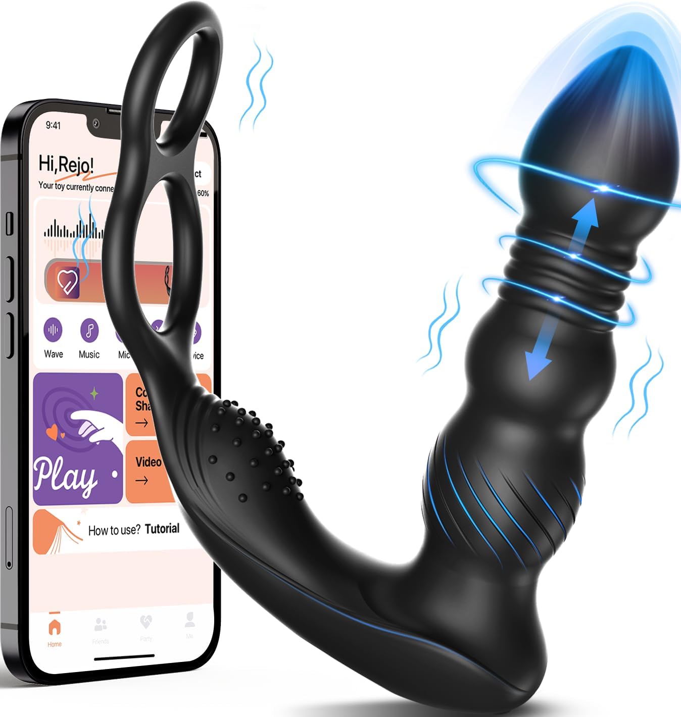 PrimeSurge 3 - in - 1 App - Controlled Anal Vibrator with Double Cock Rings - SinfulX