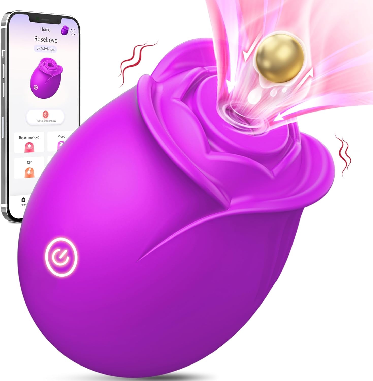 Rose Sex Toy Adult Toys - Sucking Vibrator Adult Sex Toy with 9 Sucking & Vibrating Rose Sucker G Spot Vibrators, Women Nipple Clit Games Machine for Female Couples Sex Furniture - SinfulX - 