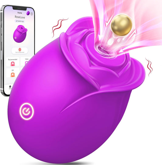 Rose Sex Toy Adult Toys - Sucking Vibrator Adult Sex Toy with 9 Sucking & Vibrating Rose Sucker G Spot Vibrators, Women Nipple Clit Games Machine for Female Couples Sex Furniture - SinfulX - 