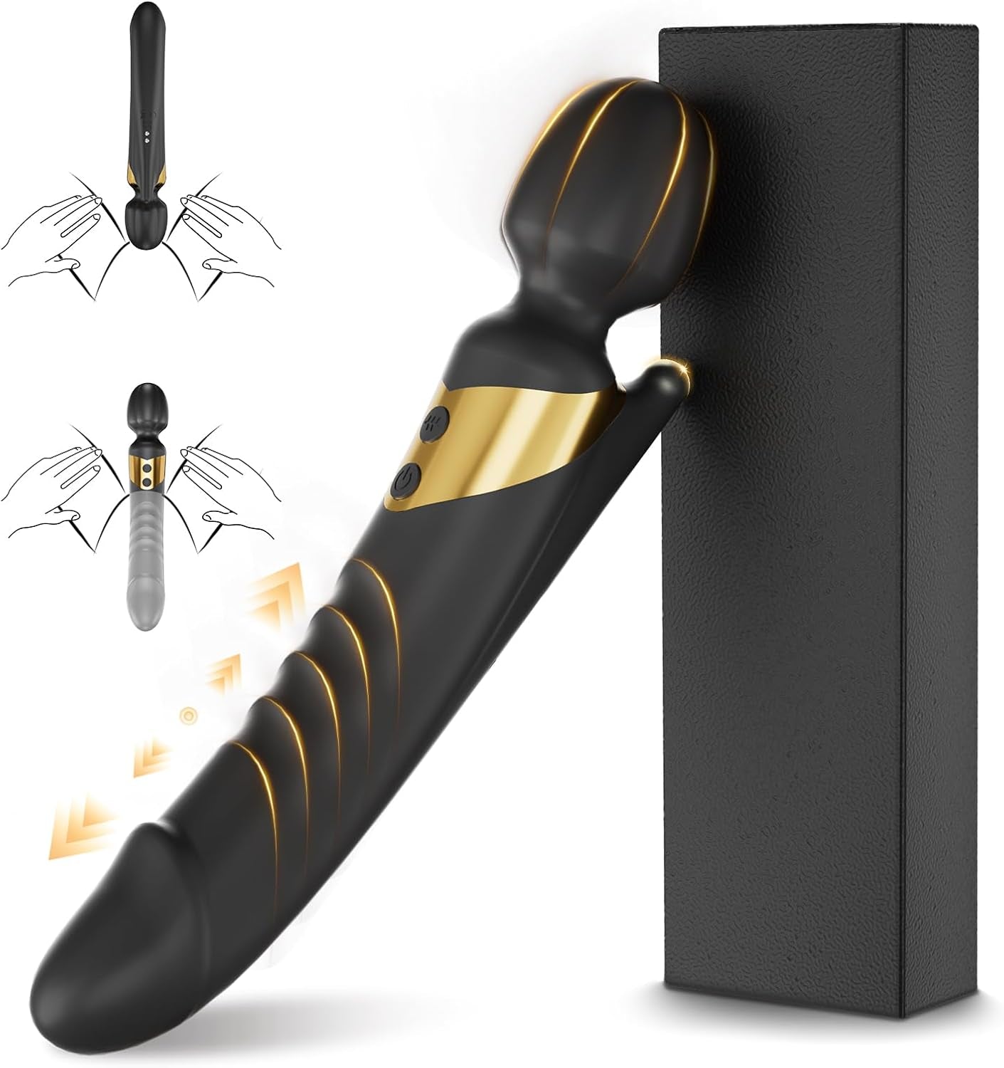 TwinThrive Dual End Wand Vibrator Thrusting Dildo 8+8 Modes - SinfulX - Personal Care > Sexual Wellness > Wand Vibrator