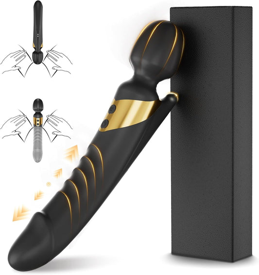 TwinThrive Dual End Wand Vibrator Thrusting Dildo 8+8 Modes - SinfulX - Personal Care > Sexual Wellness > Wand Vibrator