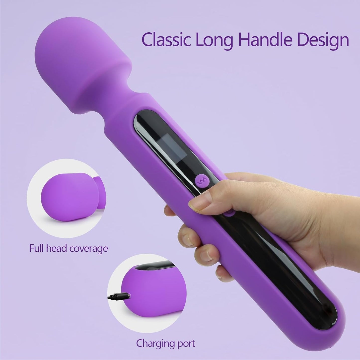 VoltAura 12" Wand Vibrator LCD Display 10 Modes Rechargeable - SinfulX - Personal Care > Sexual Wellness > Wand Vibrator