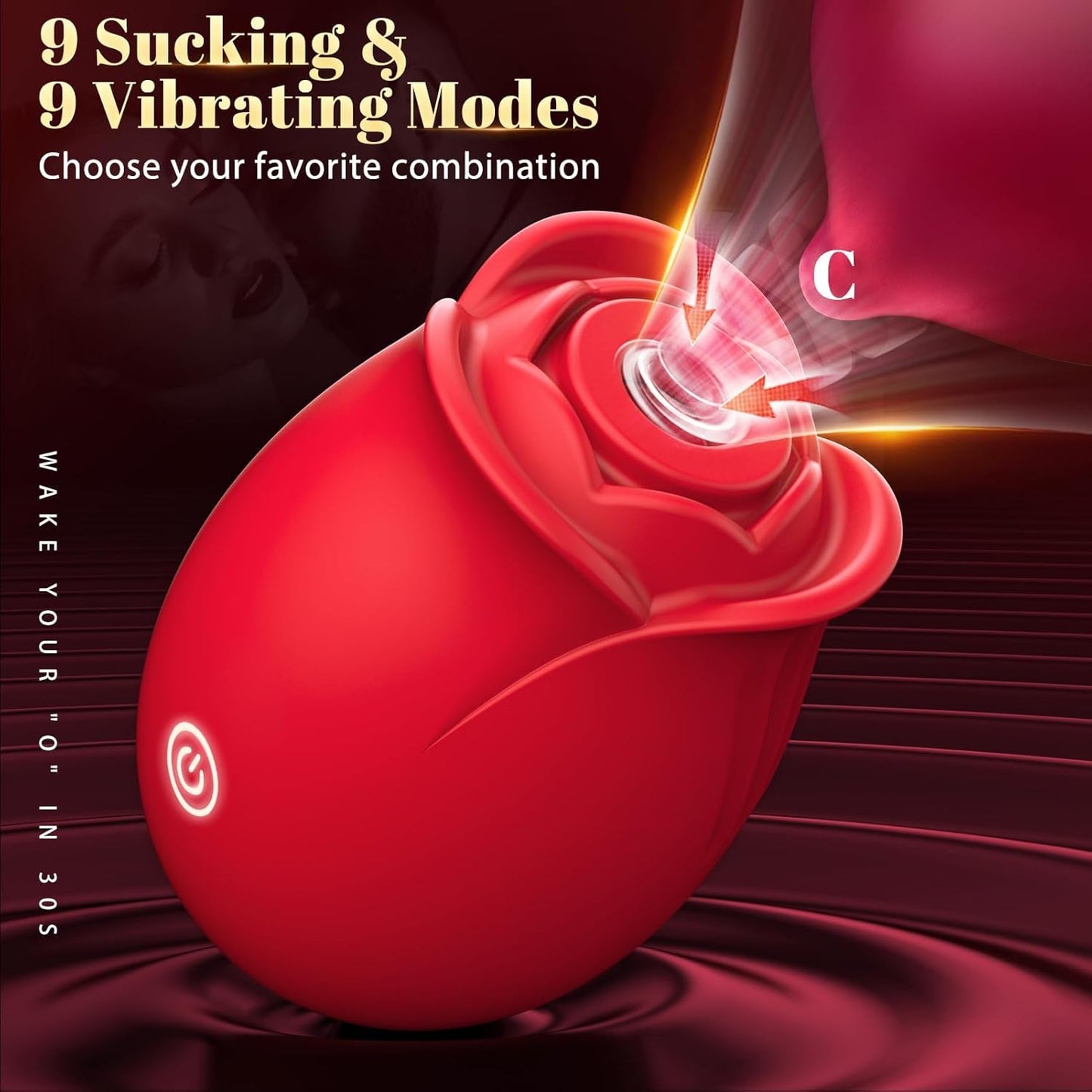 Rose Sex Toy Adult Toys - Rose Vibrator for Women Sex Toys with 9 Sucking & Vibrating, G Spot Vibrator Adult Sex Toys, Clitoral Nipple Sucker Vibrators for Woman Couples Sex Furniture - SinfulX - 