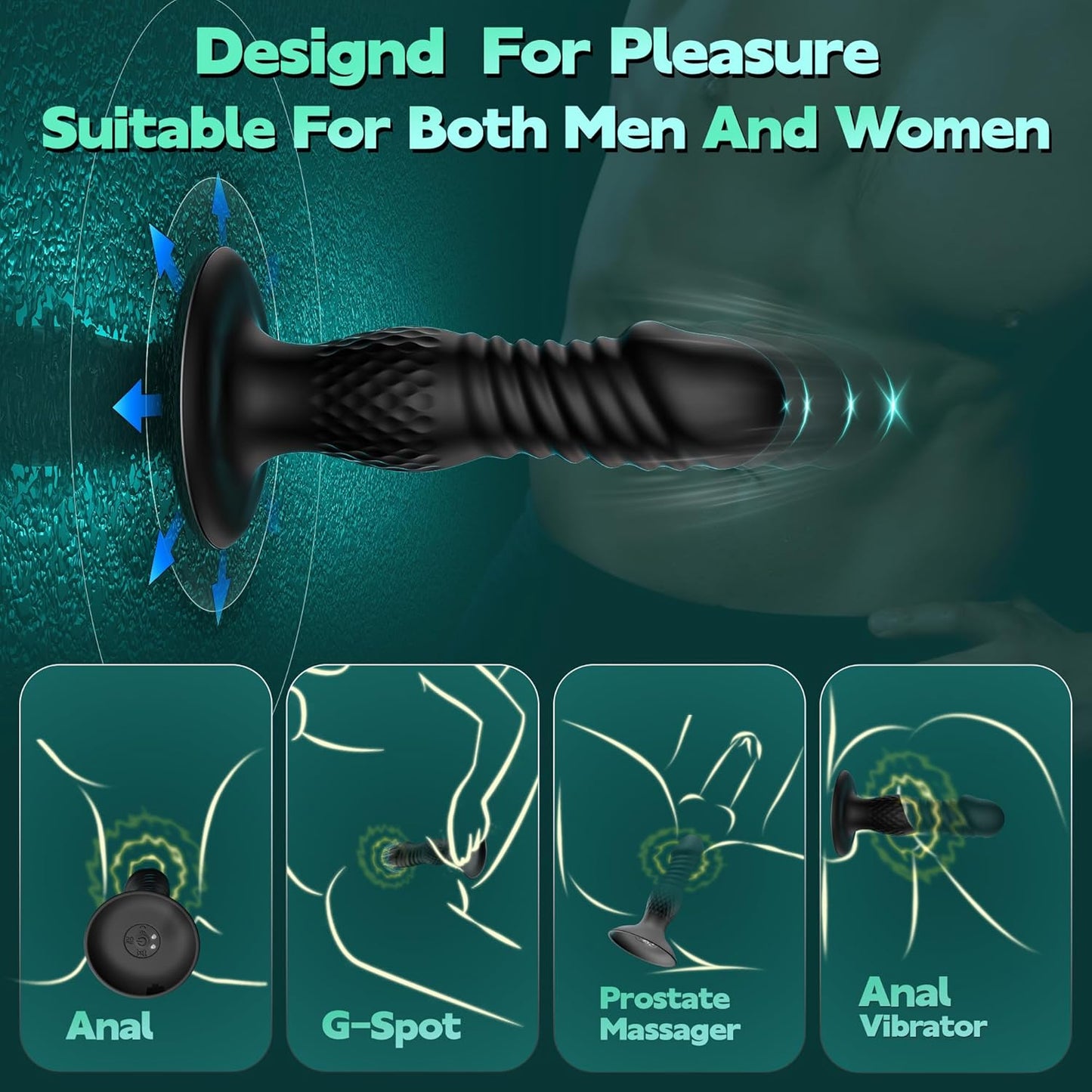 Thrusting Anal Plug Sex Toys for Men, Anal Toys Remote Control Butt Plug & G Spot Vibrator, Couple Sex Toys with 10 Vibrating and Thrusting Prostate Massager, Male Vibrator Adult Toys for Men