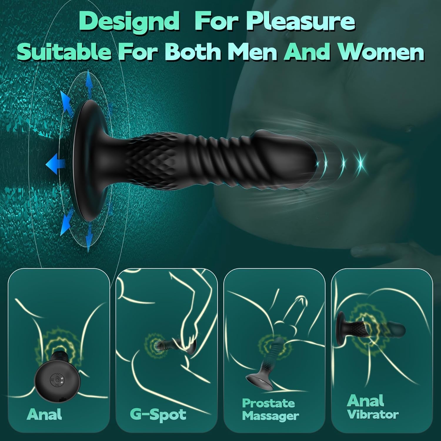 Thrusting Anal Plug Sex Toys for Men, Anal Toys Remote Control Butt Plug & G Spot Vibrator, Couple Sex Toys with 10 Vibrating and Thrusting Prostate Massager, Male Vibrator Adult Toys for Men