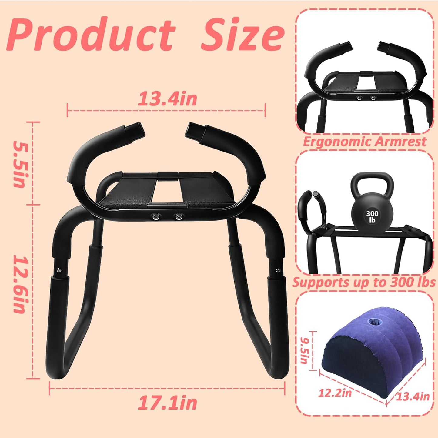 Sex Chair, Sex Position Enhancer Chair, Furniture Love Position Aids Chairs with Adjustable Handrail, Sex Bench for Couples - SinfulX - 