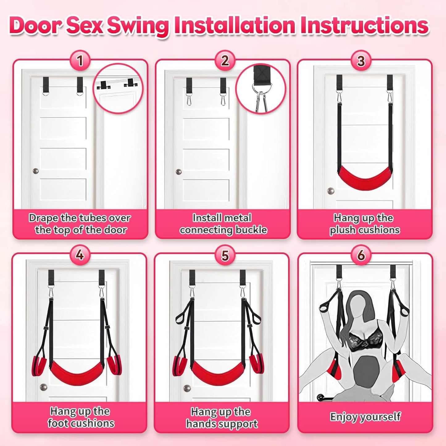 VelvetRise Door Sex Swing 800lb Support Wide Cushions - SinfulX - 