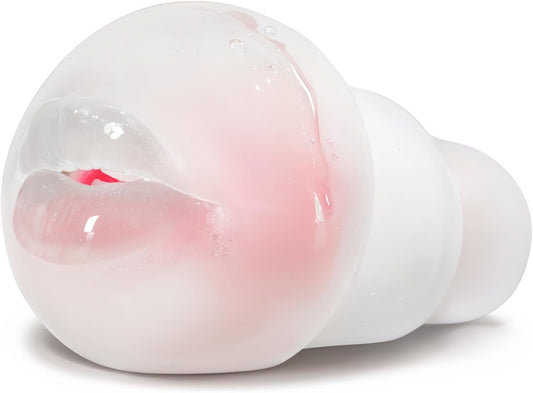 Pocket Pussy Sleeve Adapted to Any Penis Pump or Male Masturbator, Mouth Shaped, Adult Sex Toy, Washable and Portable, Clear (Red Tongue) - SinfulX - 