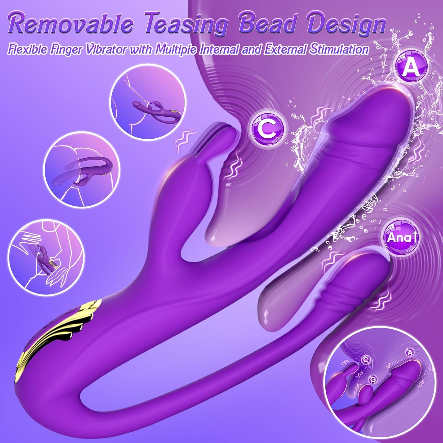 Vibrator Sex Toys for Women – 3 in 1 G Spot Vibrator Rabbit Dildo with 10 Vibration Modes & Removable Anal Plug, Clitoral and Vaginal Stimulator, Adult Sex Toys & Games for Female and Couples