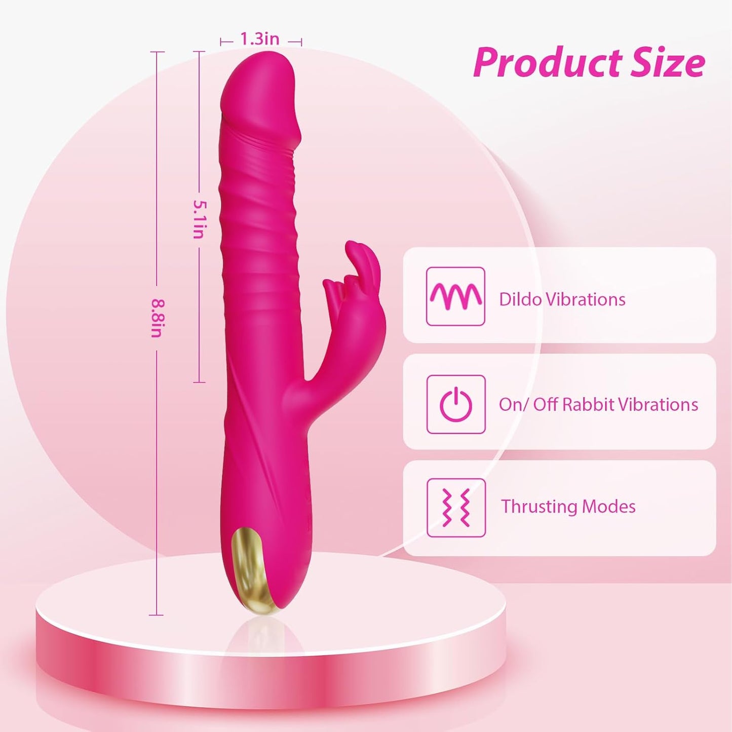 Thrusting Dildo Vibrators Sex Toys for Women - Dildos Adult Toys G Spot Rabbit Vibrator with 3 Thrust and 10 Vibrate Modes, Silicone Clitoral Stimulator Sex Toy for Solo and Couples Pleasure