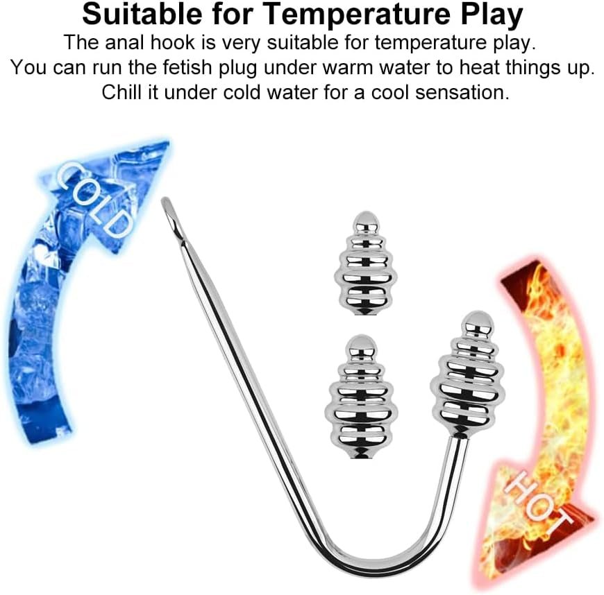 3 Interchangeable Balls Stainless Steel Spiral Anal Hook Fetish Bondage Hook Sex Toy for Unisex Adults Couple Lovers Butt Plug Prostate Massage G - Spot - SinfulX - 