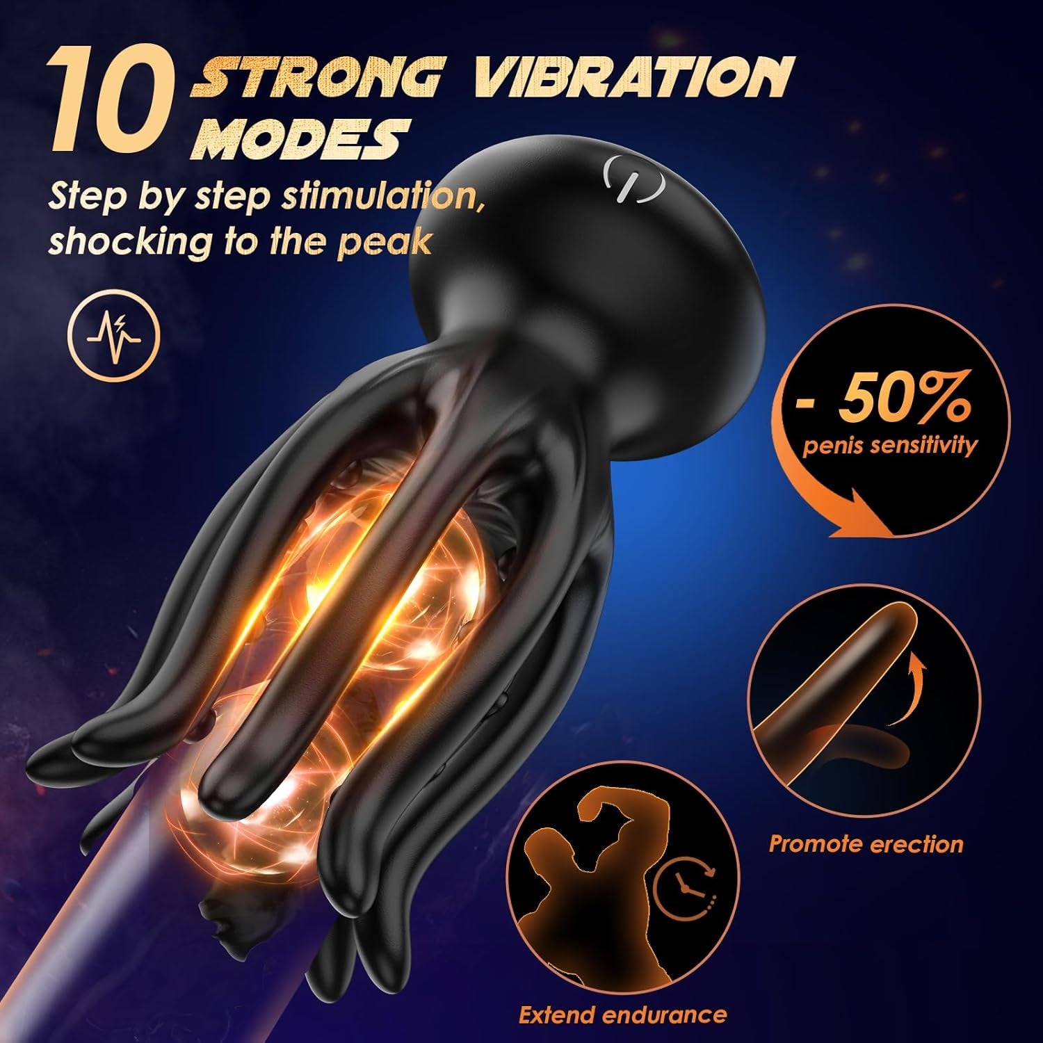 Male Sex Toys for Men Tentacle Shaped Penis Vibrator - Male Masturbator Couples Sex Toy with 10 Vibrating 360° Wrapping for Glans Clit Nipple Stimulation, Handheld Adult Toys for Men Women - SinfulX - 