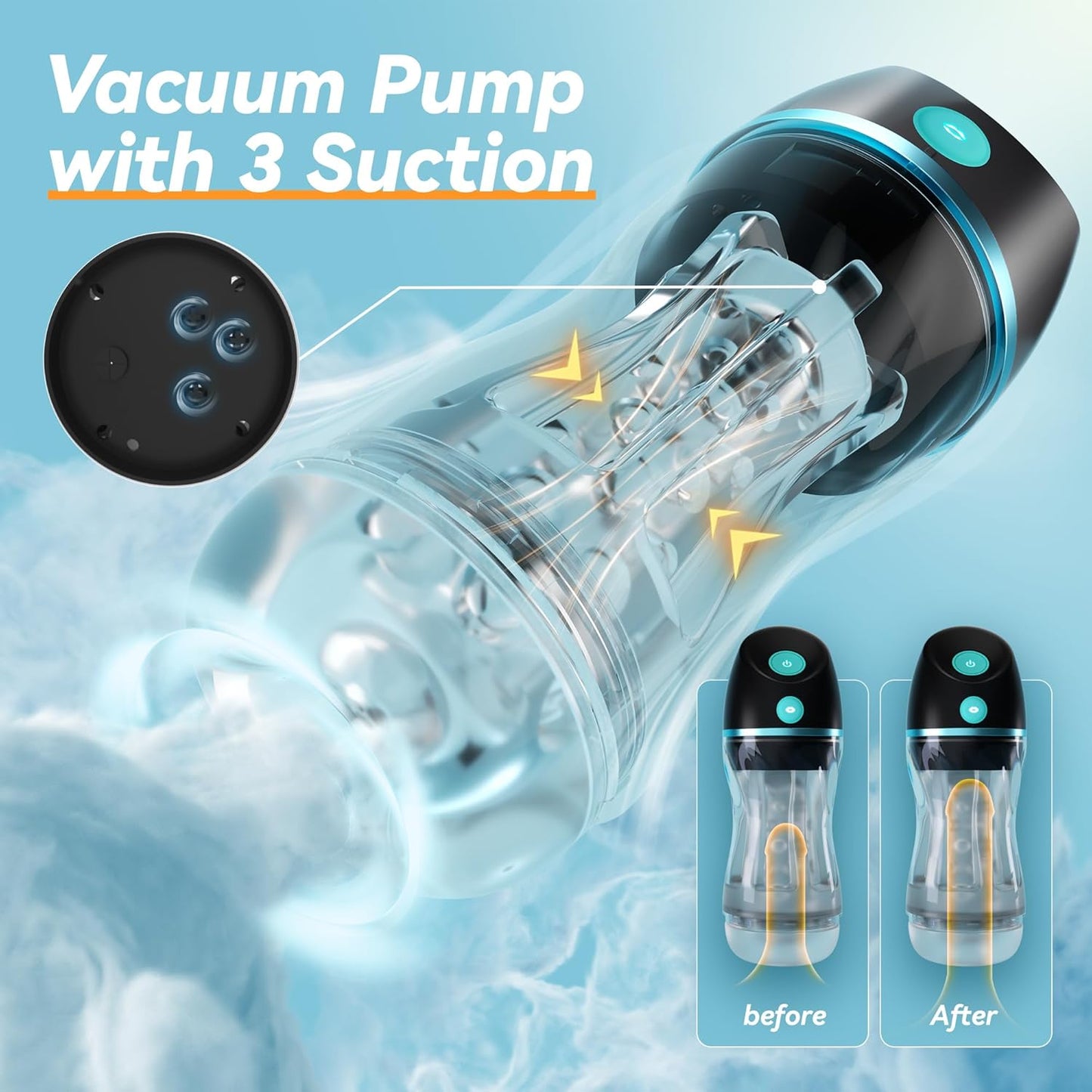 AI Interactive Sucking Male Masturbators - 7 Vibration & Suction Hands Free Pocket Pussy Male Stroker with 3D Realistic Textured, Blowjob Toy Penis Pump Adult Male Sex Toys for Men Sex Machine - SinfulX - 