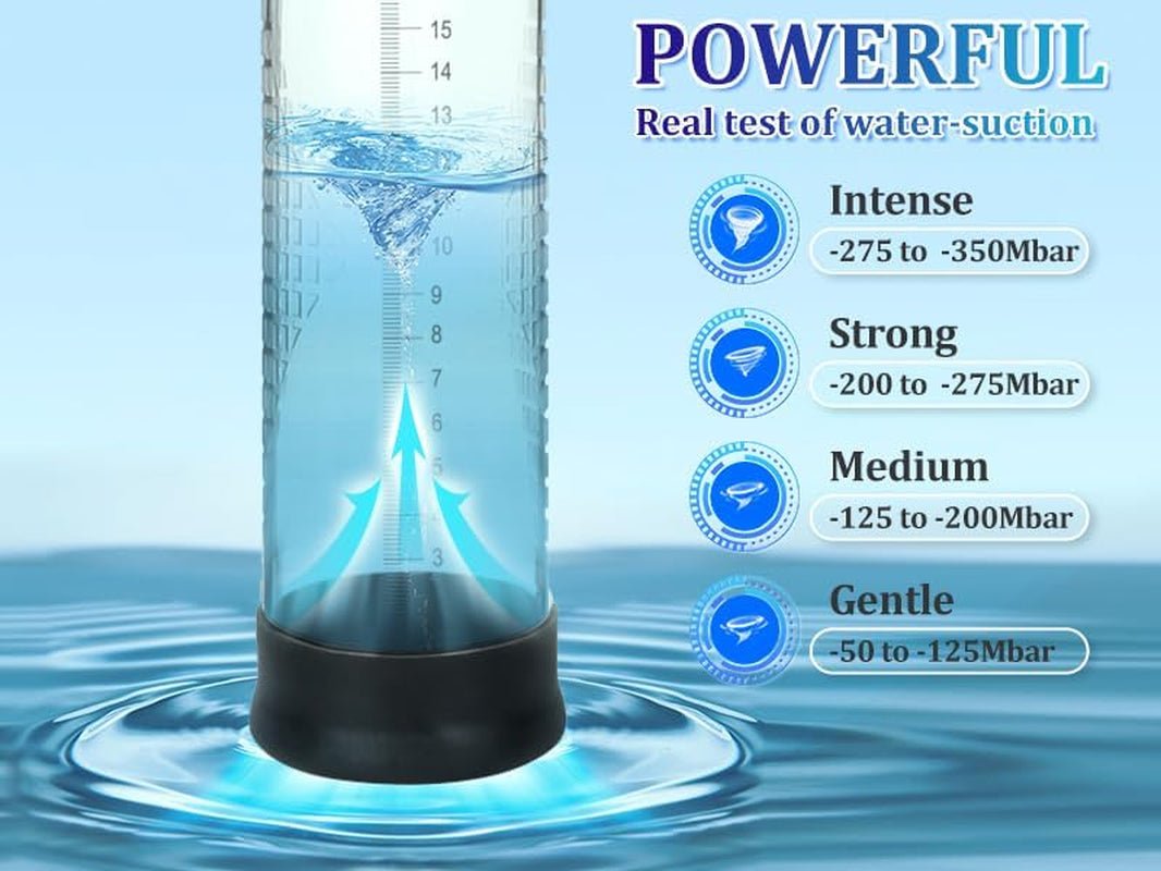 Male Penis Pump Sex Toys, Automatic Enlargers & Extend Pump for Men with LED Display, Adult Toys for Men Penis Entender Erection Pumps, Sex Toys - Pumps & Enlargers (6 Cock Rings) - SinfulX - 
