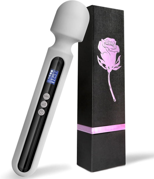 SteelAura 12" Wand Vibrator LCD Display 10 Modes Waterproof - SinfulX - Personal Care > Sexual Wellness > Wand Vibrator