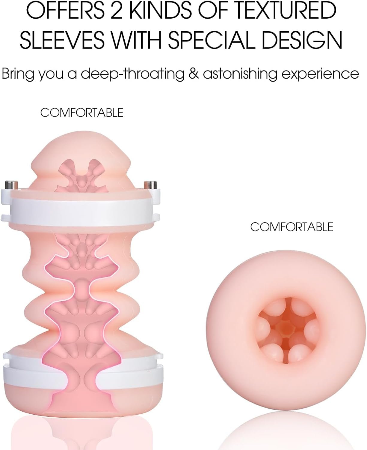 Automatic Male Masturbator Sex Toys - Hands Free Visible Pocket Pussy with 10 Thrusting & 2 Realistic Sleeves & Wearable Strap Adult Toy Blowjob Machine for Men Pleasure | 50Db Quiet - SinfulX - 