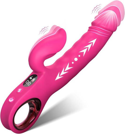 Thrusting Vibrator Dildo with LCD Display - Sex Toy G Spot Clitoral Vibrators 7 Vibration &Thrust Mode, Rabbit Dildos Adult Sex Toys for Women Couple