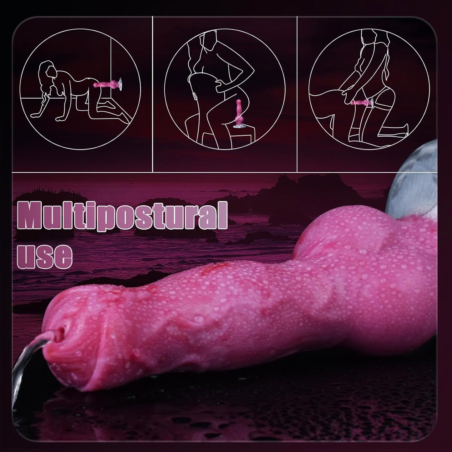 Squirting Dog Knot Dildo Realistic Wolf Ejaculating Pink Dildos with Powerful Hands - Free Suction Cups Simulated Animal Dildos Adult Sex Toys Anal Plug for Beginners Men Women Couples - SinfulX - 
