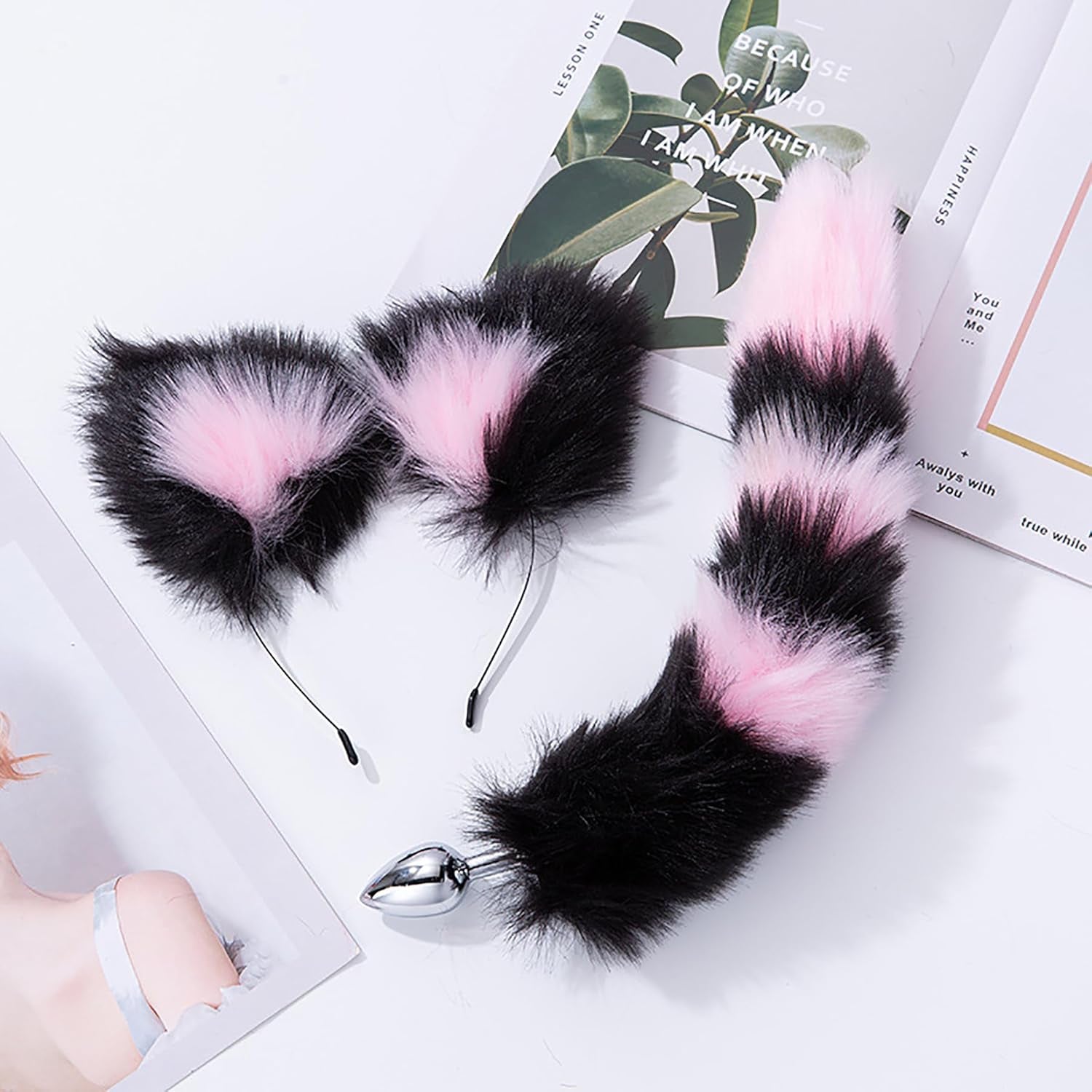 KittyKink Fox Tail Anal Plug Cosplay Set Ears Choker - SinfulX - 