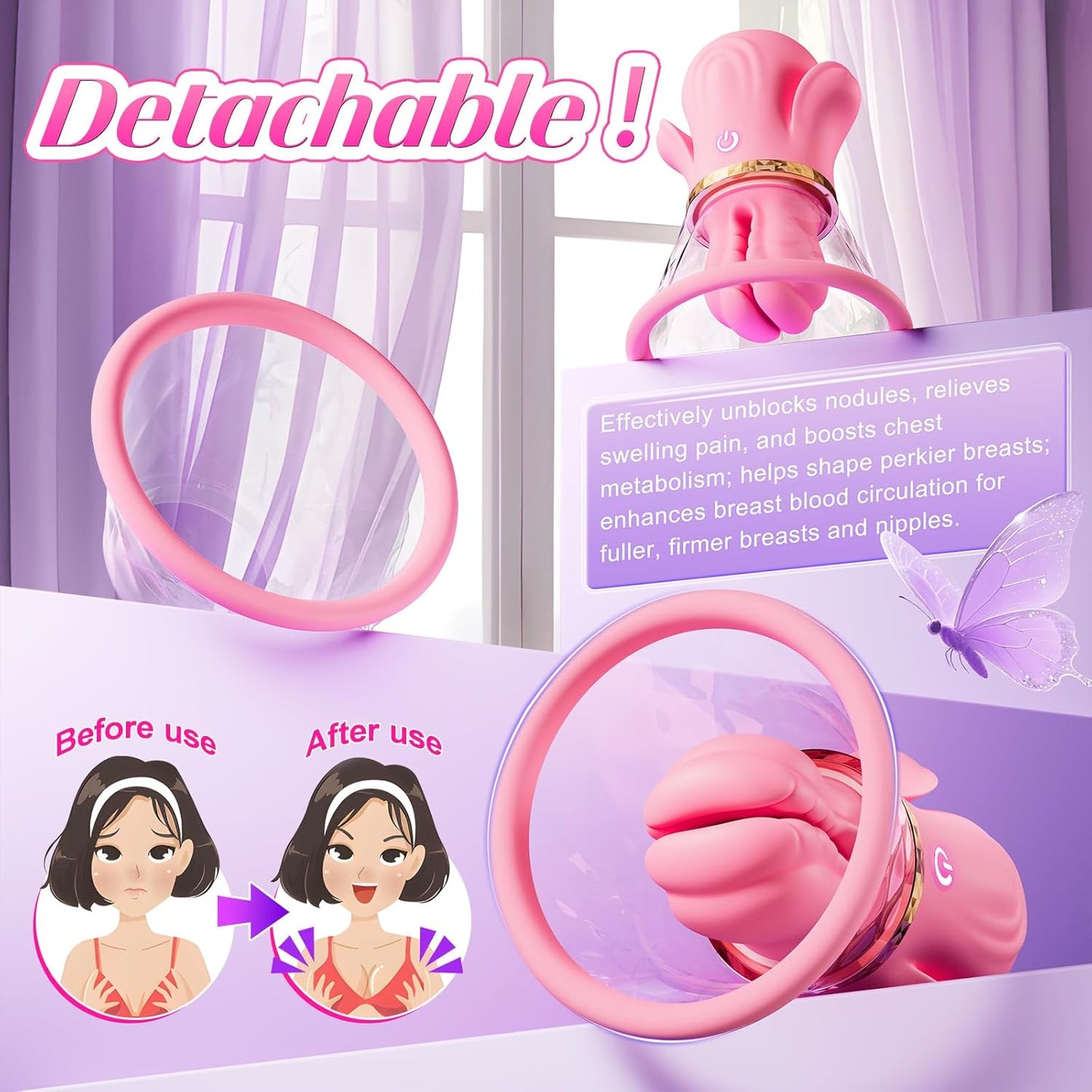 LuxeSuctionX Suction Nipple Vibrators 10 Modes – Soft Silicone - SinfulX - Personal Care > Sexual Wellness > Nipple Stimulator